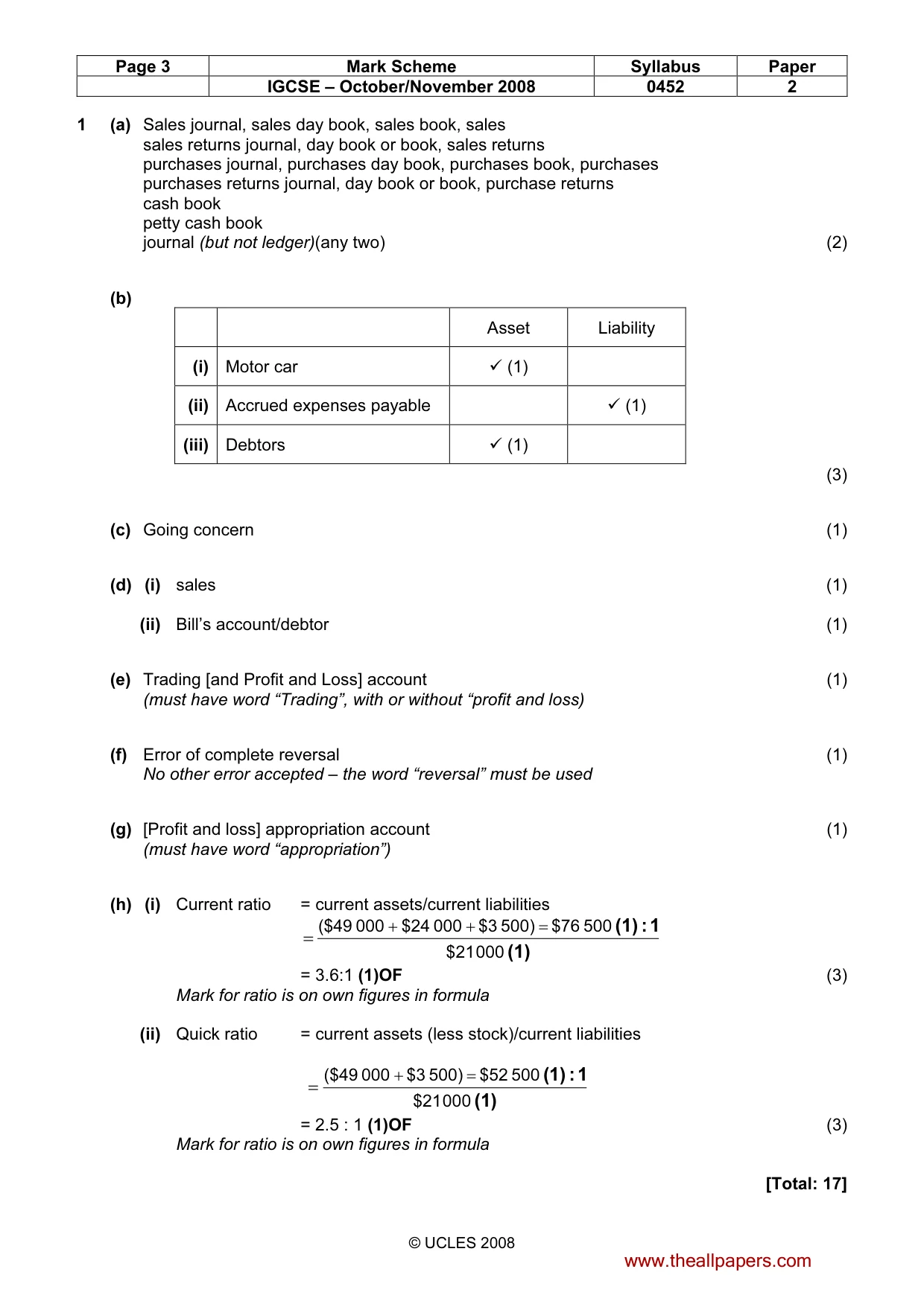 Mark scheme, page 3 of 10