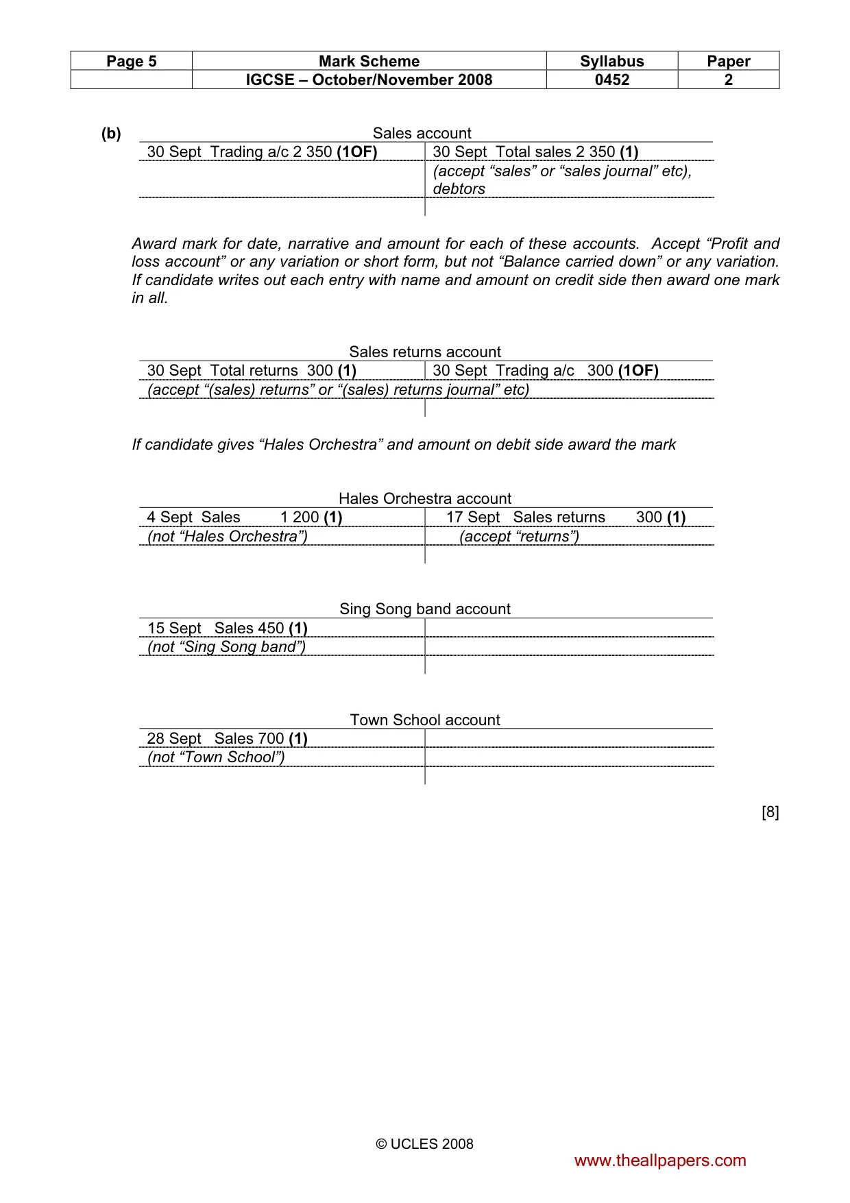 Mark scheme, page 5 of 10