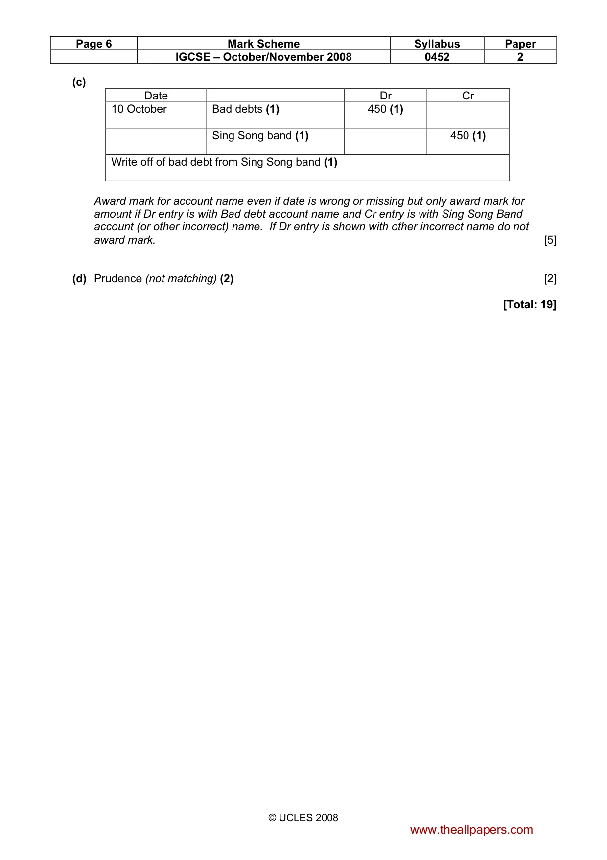 Mark scheme, page 6 of 10