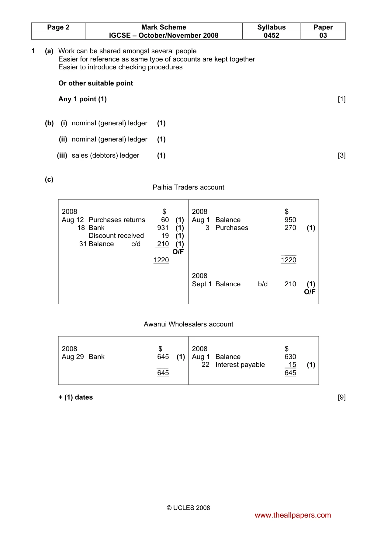 Mark scheme, page 2 of 9
