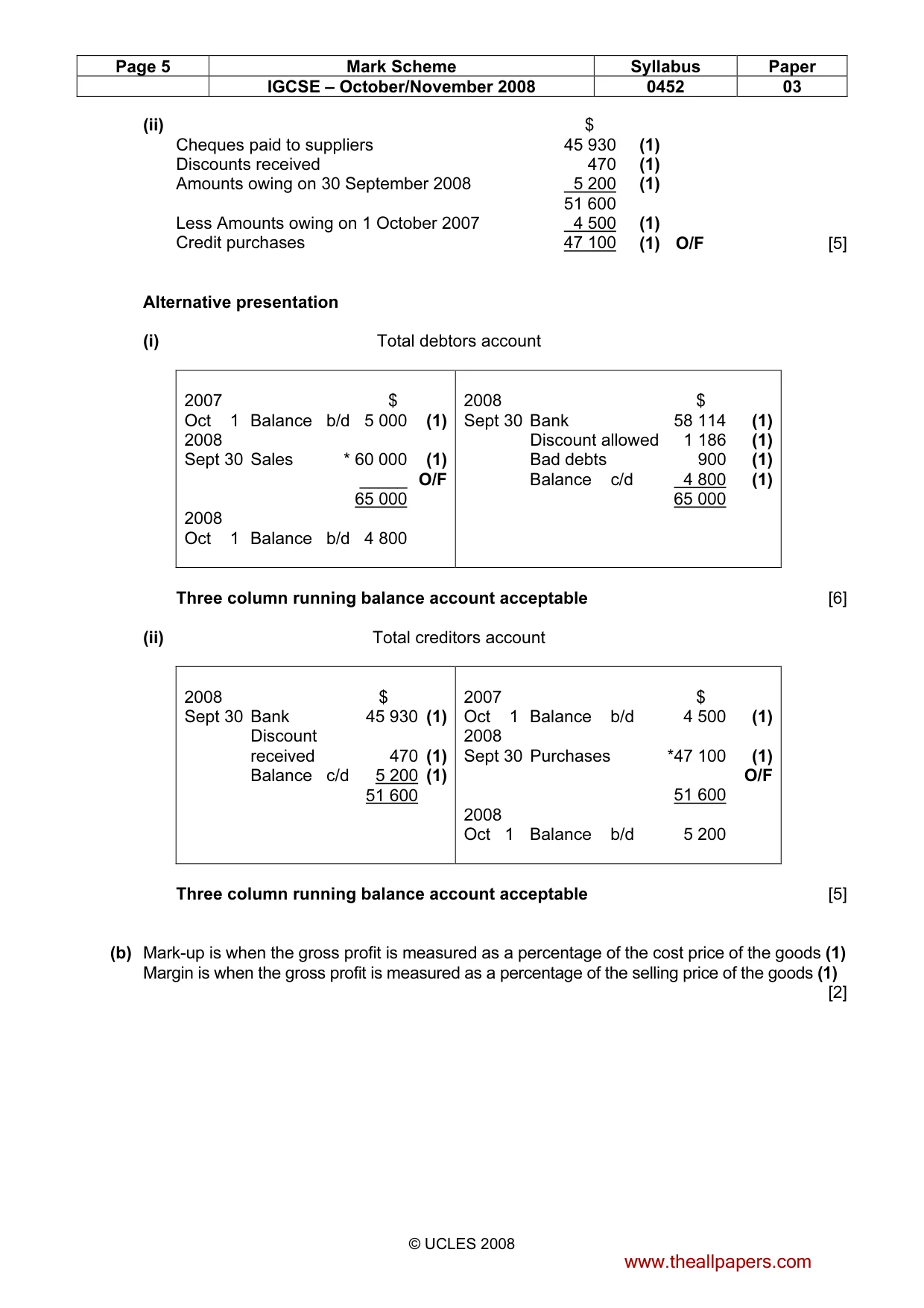 Mark scheme, page 5 of 9