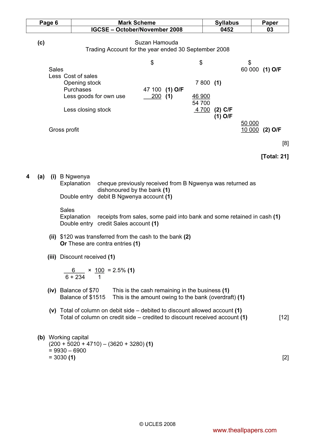 Mark scheme, page 6 of 9