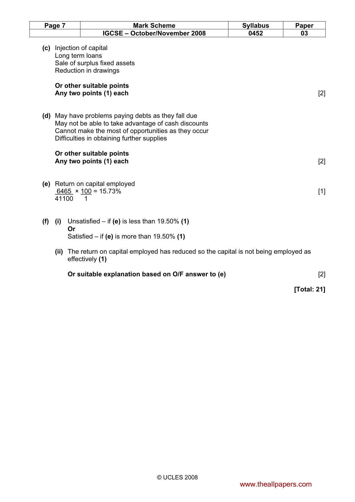 Mark scheme, page 7 of 9