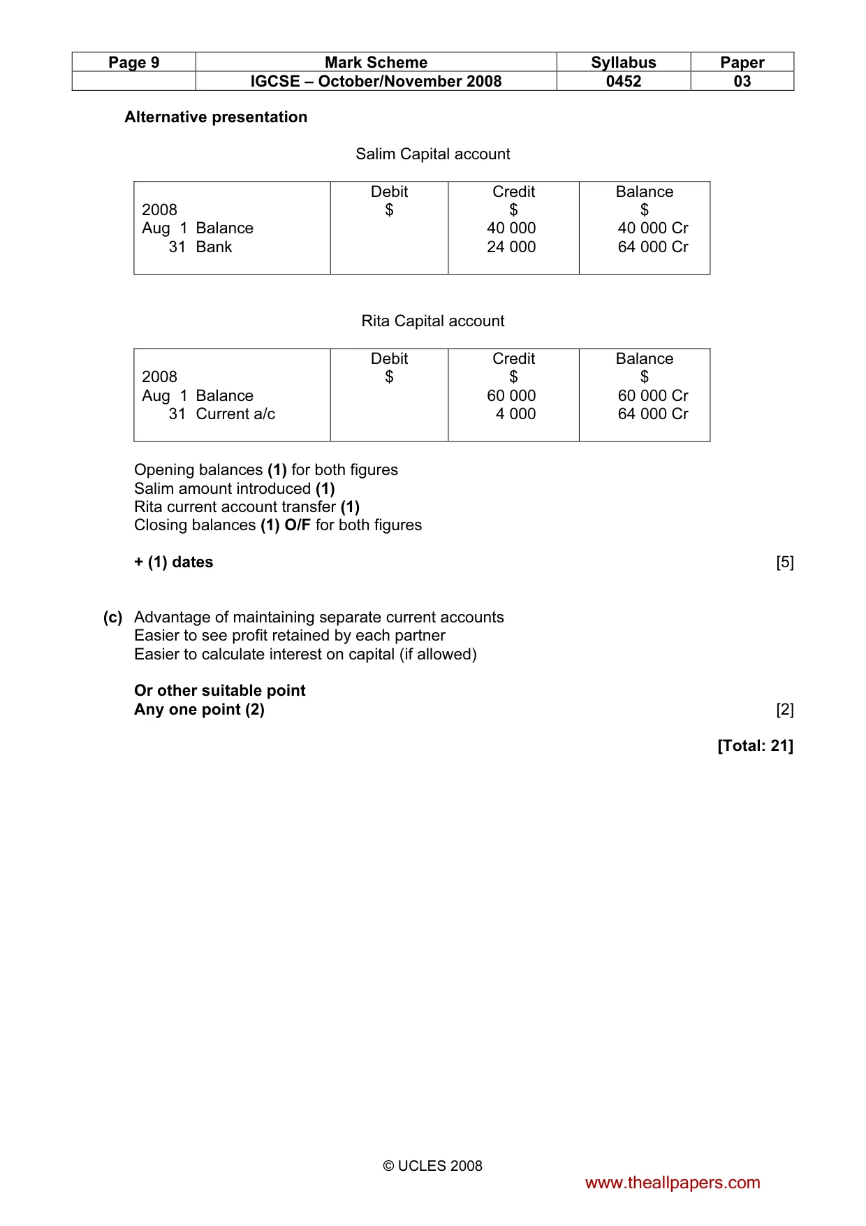 Mark scheme, page 9 of 9