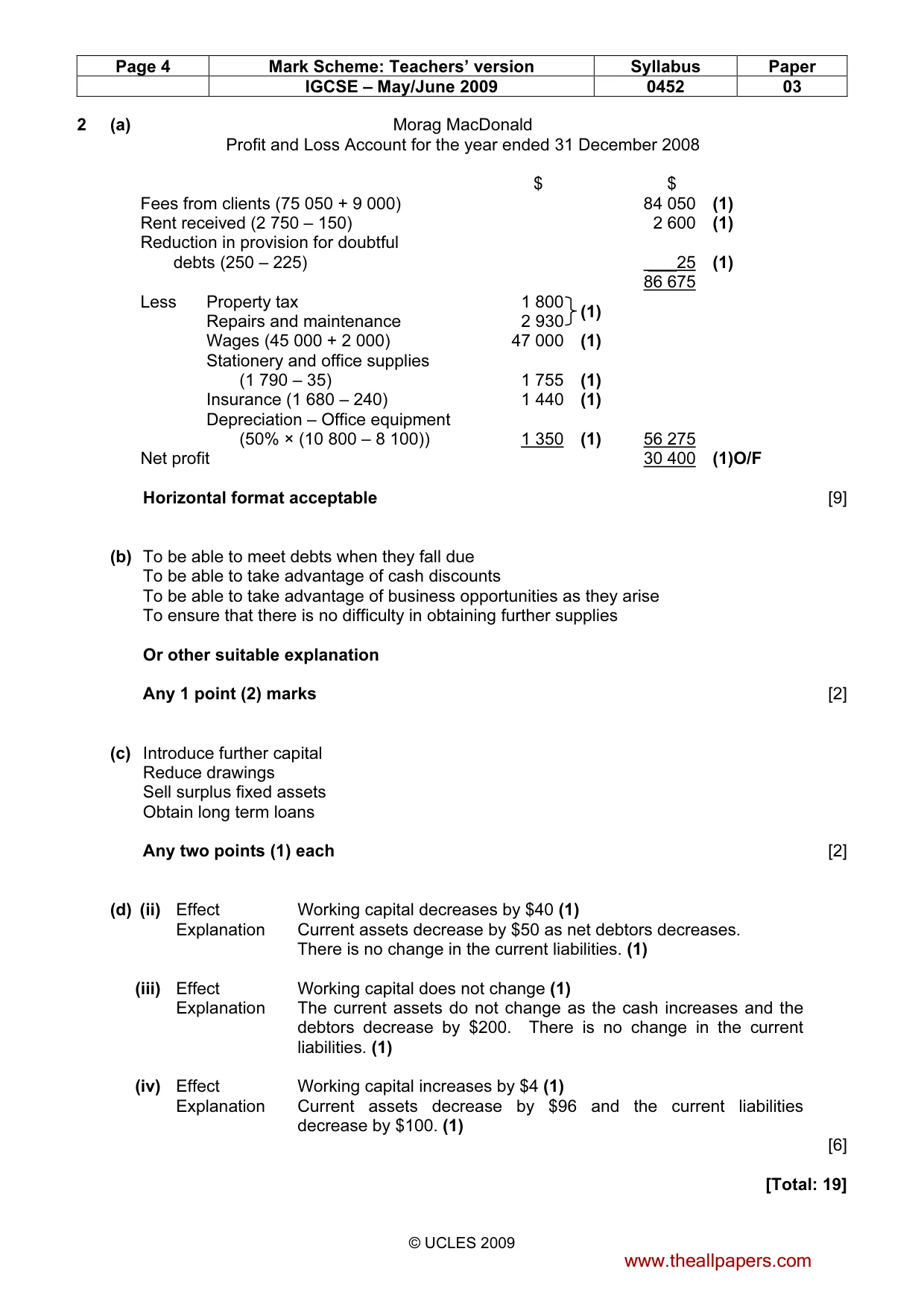 Mark scheme, page 4 of 10