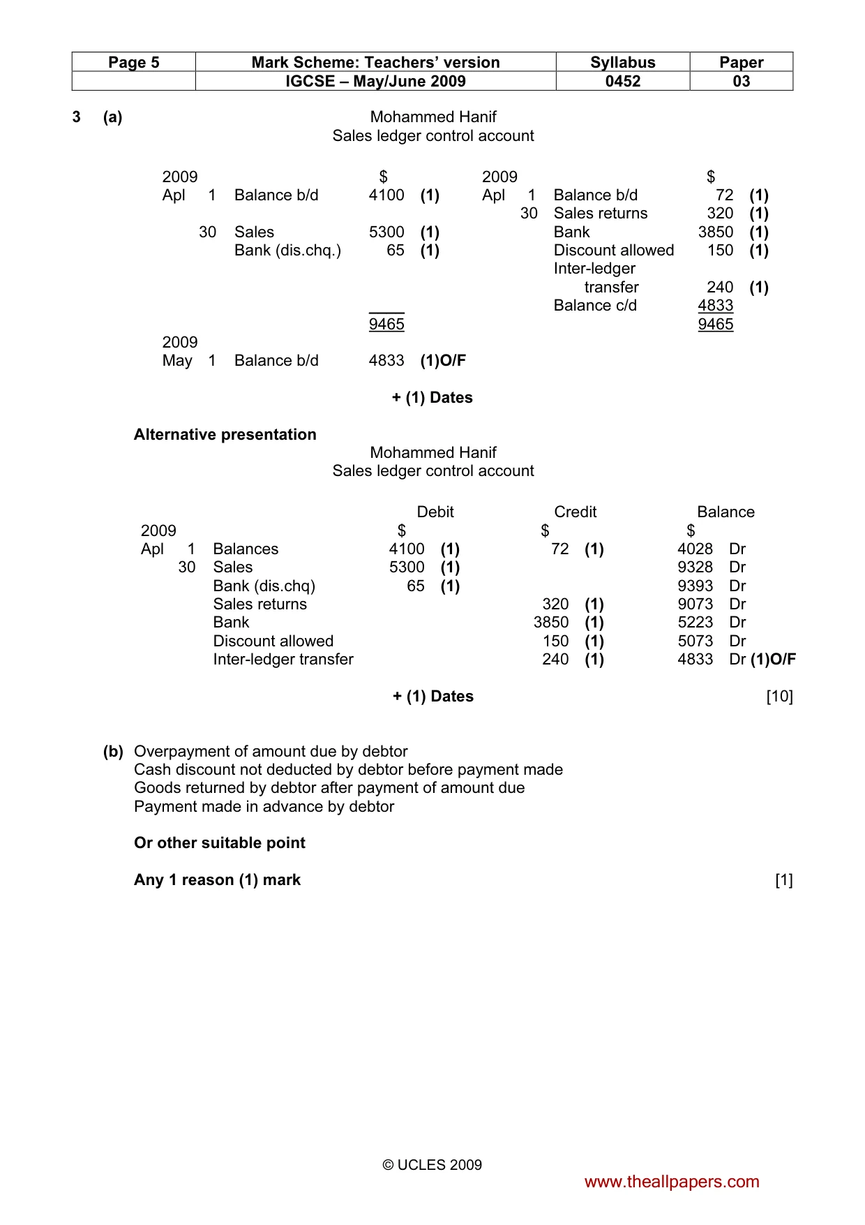 Mark scheme, page 5 of 10