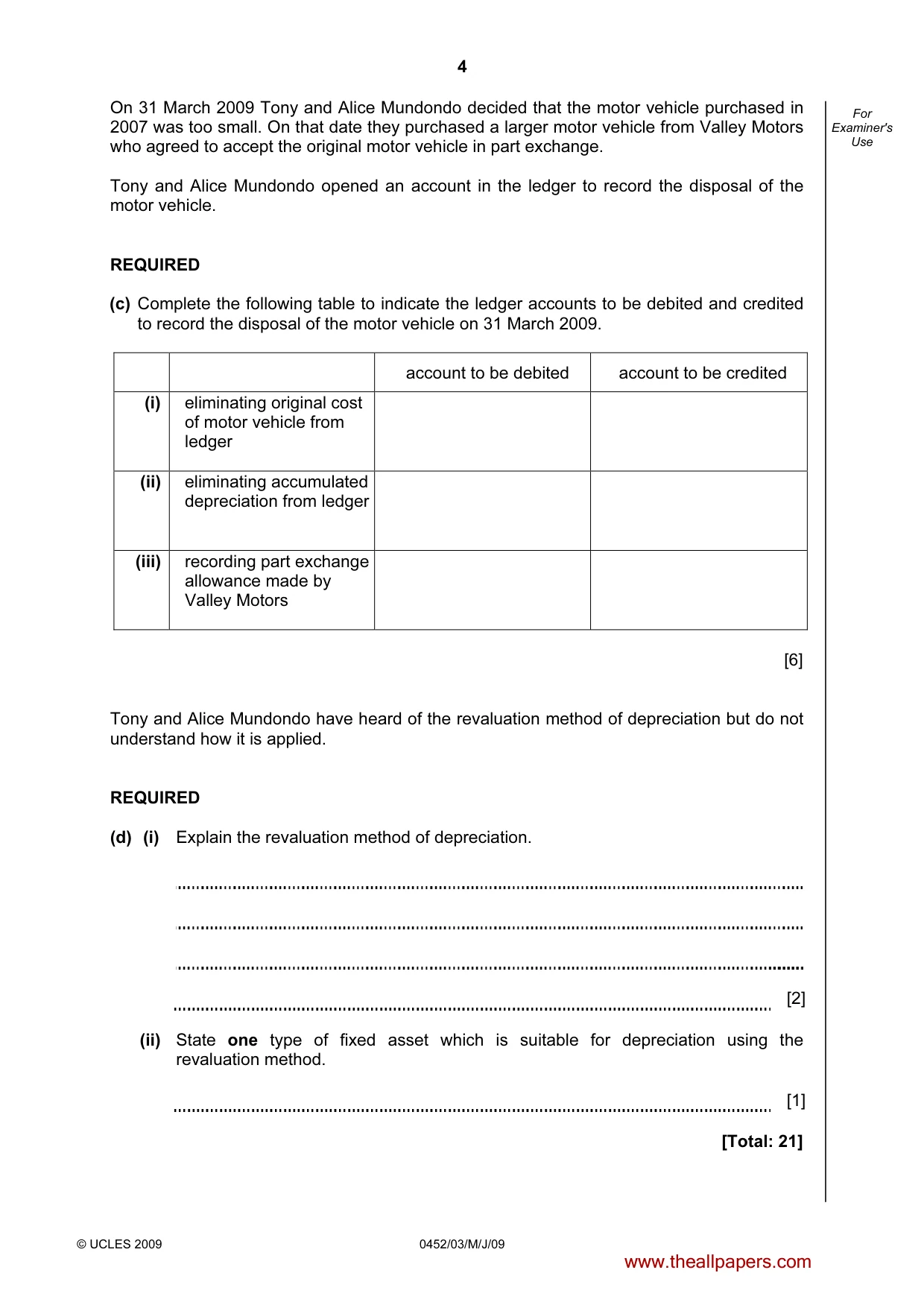 Cambridge IGCSE Accounting 0452 2009 May/June Paper 3 · Variant 1 question paper, page 4 of 24