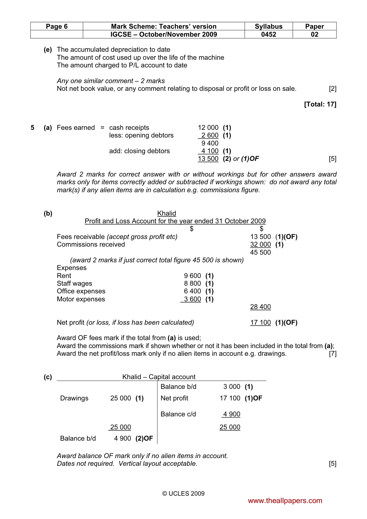 Mark scheme, page 6 of 7