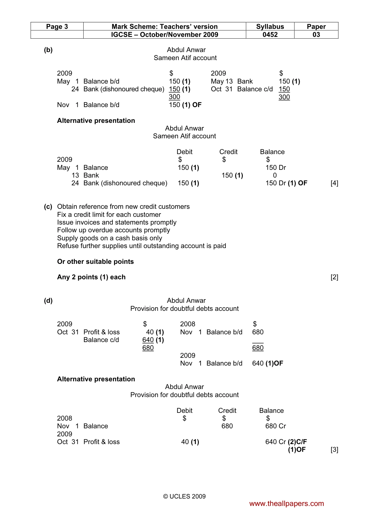 Mark scheme, page 3 of 9