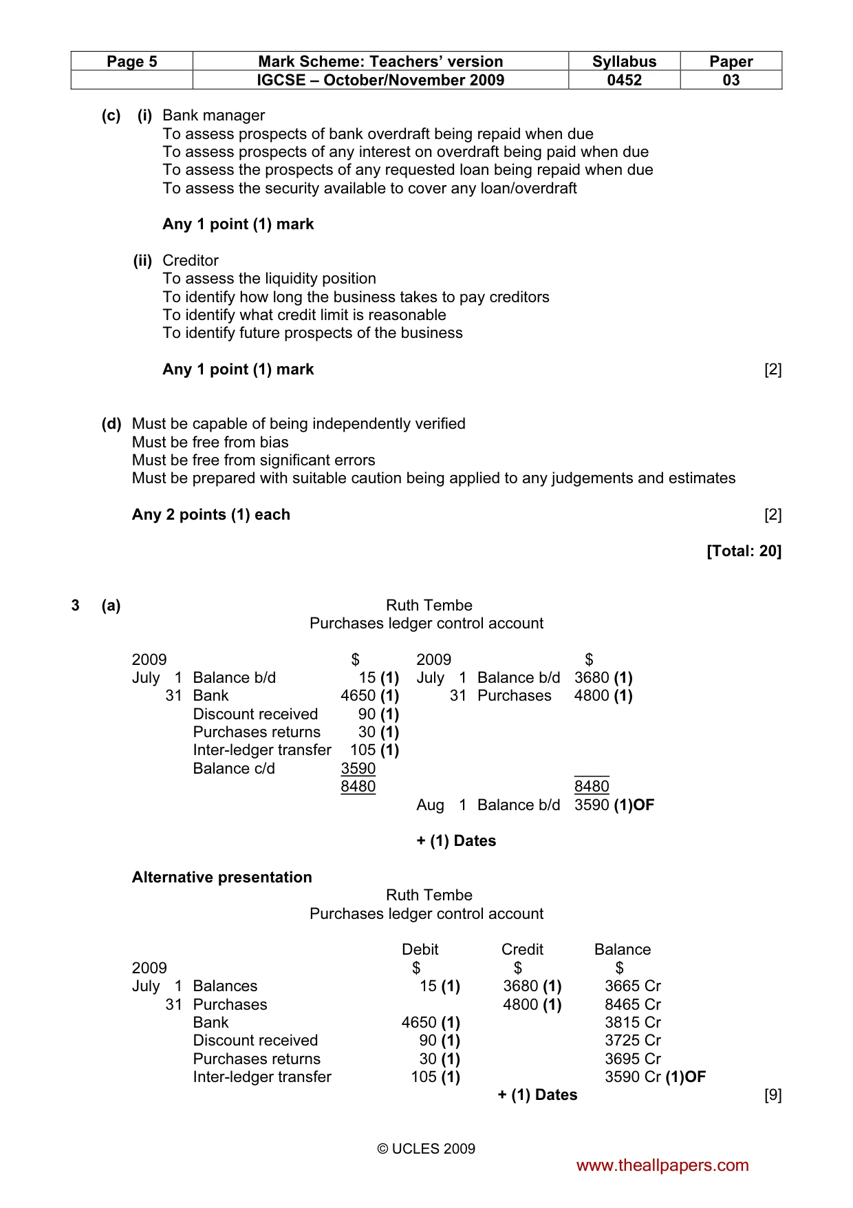 Mark scheme, page 5 of 9
