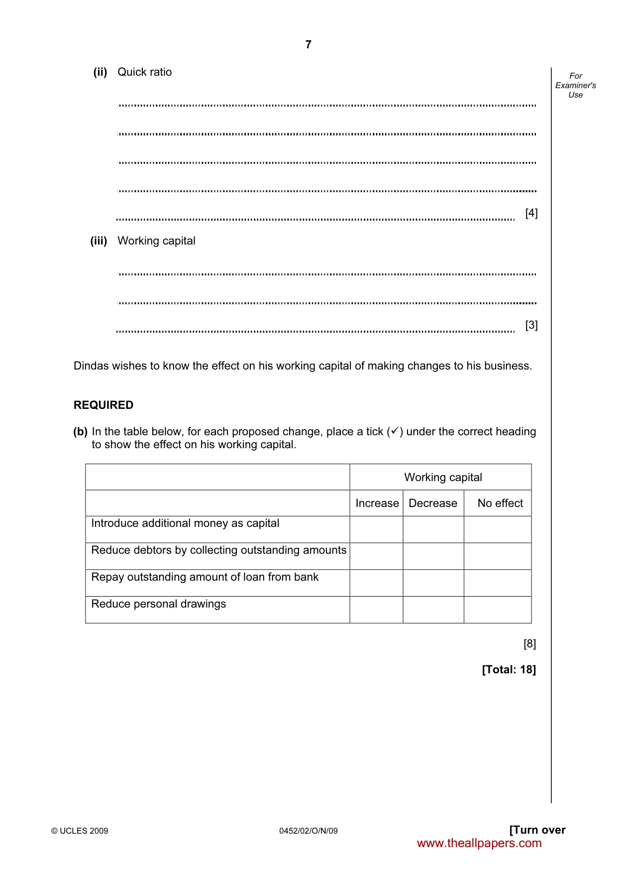 Cambridge IGCSE Accounting 0452 2009 Oct/Nov Paper 2 · Variant 1 question paper, page 7 of 16