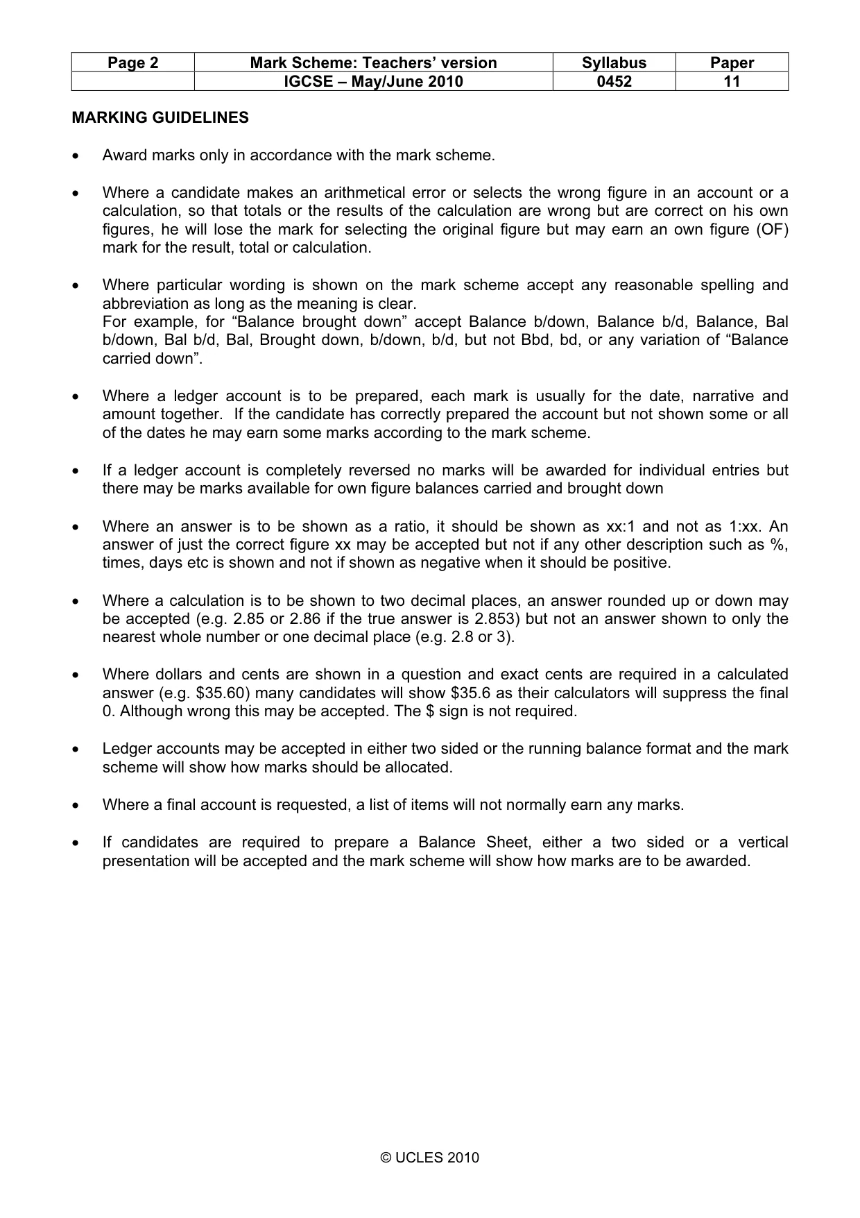 Mark scheme, page 2 of 7