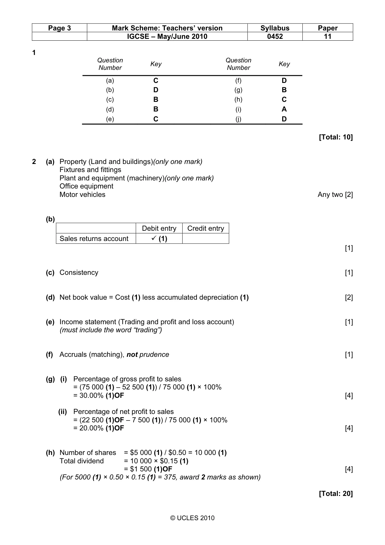 Mark scheme, page 3 of 7