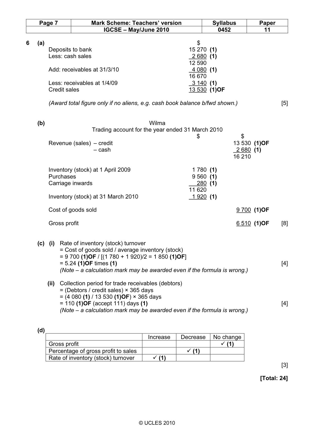 Mark scheme, page 7 of 7