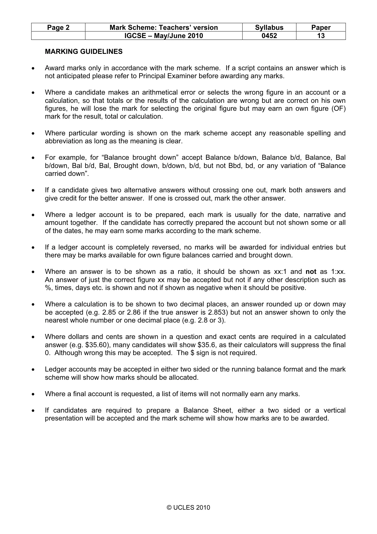 Mark scheme, page 2 of 9