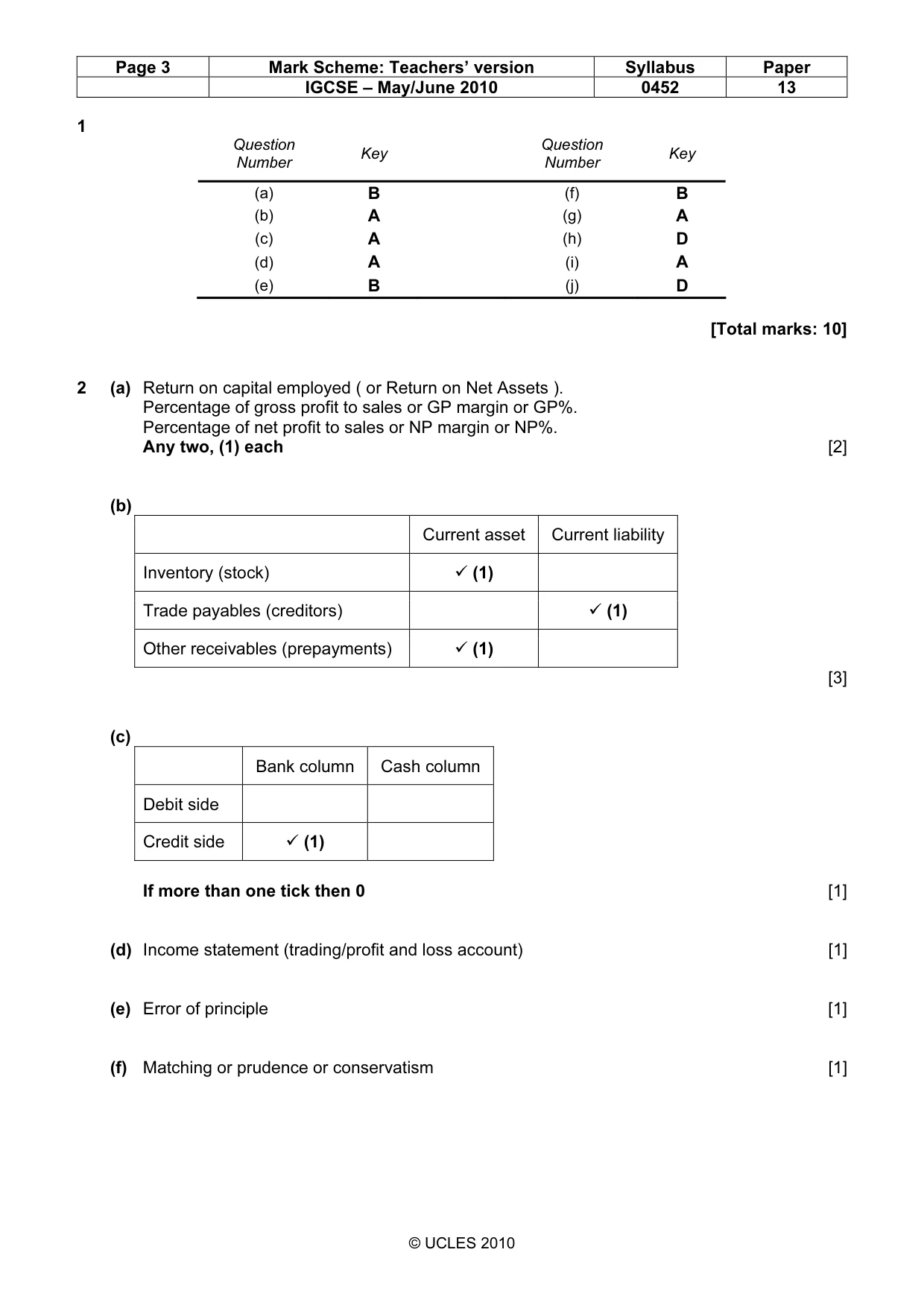 Mark scheme, page 3 of 9