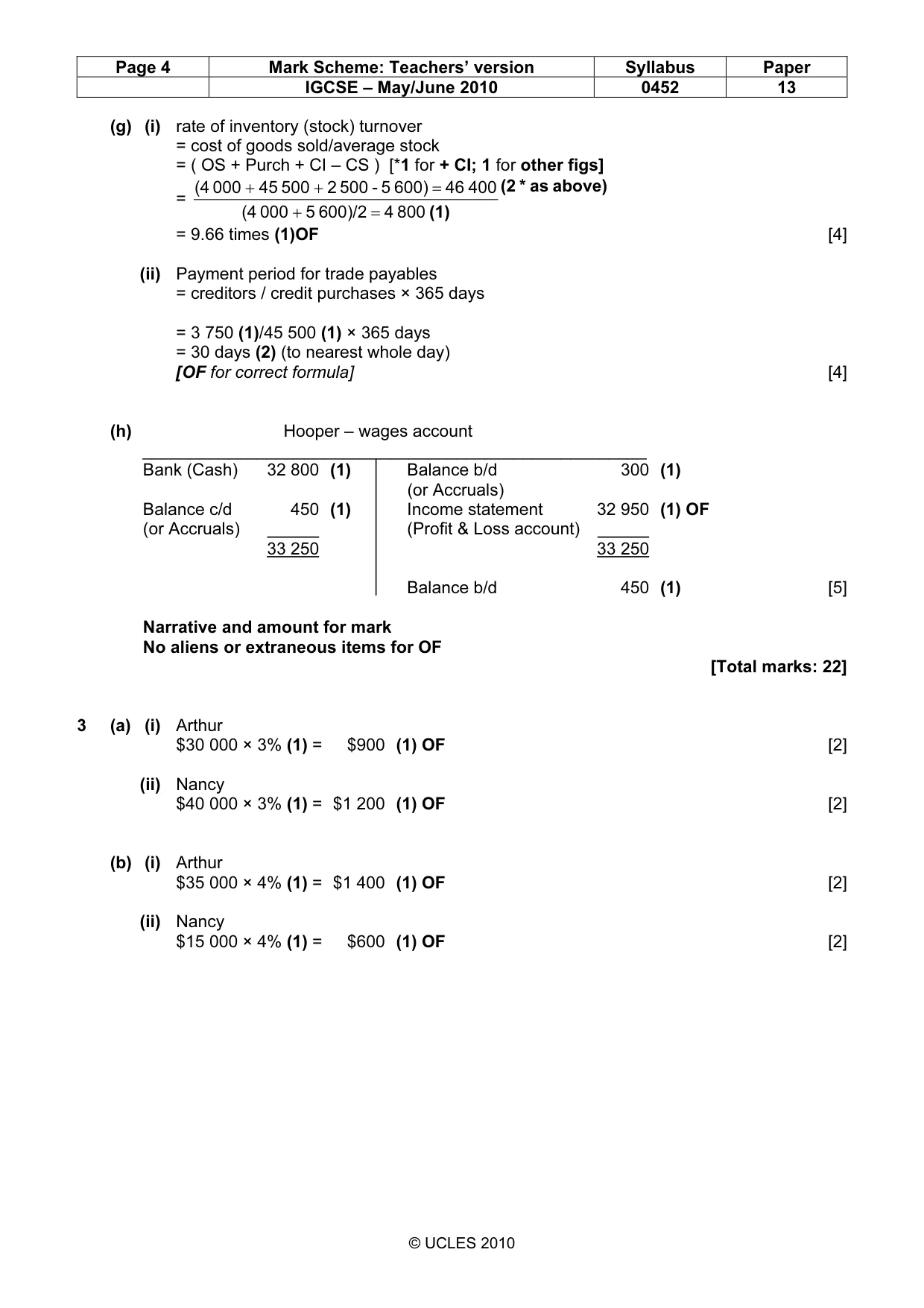 Mark scheme, page 4 of 9