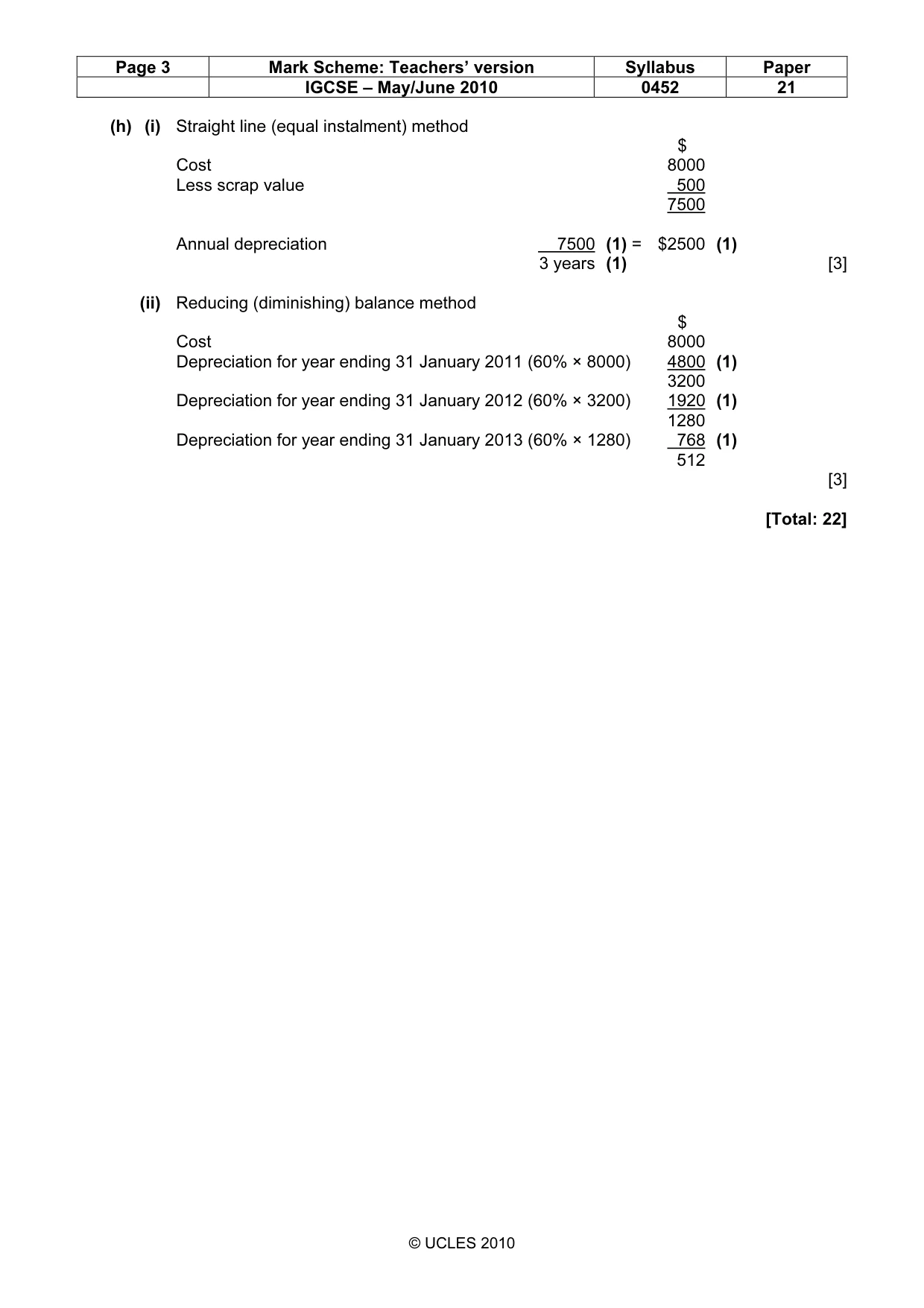 Mark scheme, page 3 of 8