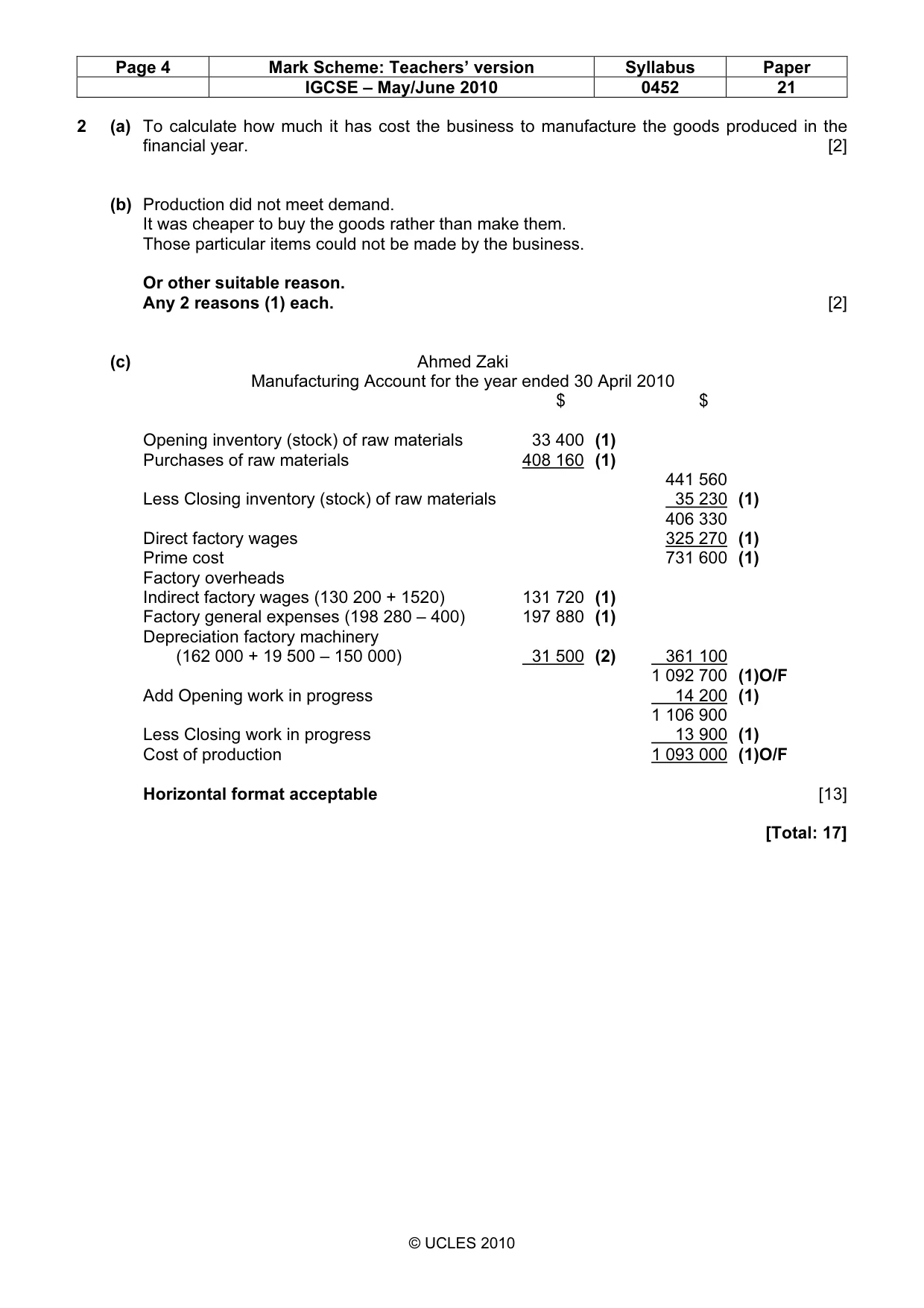 Mark scheme, page 4 of 8