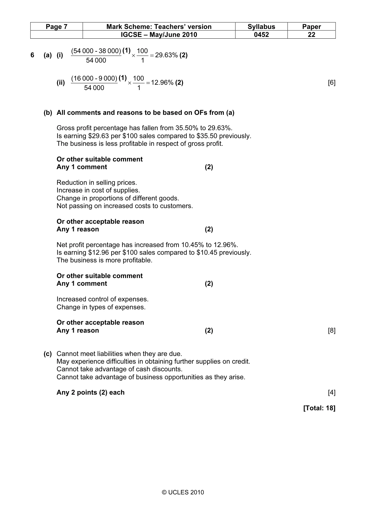 Mark scheme, page 7 of 7