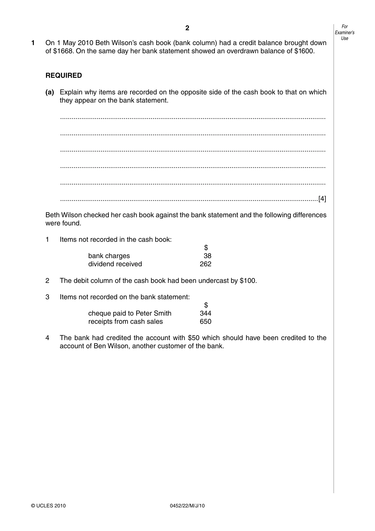 Cambridge IGCSE Accounting 0452 2010 May/June Paper 2 · Variant 2 question paper, page 2 of 16
