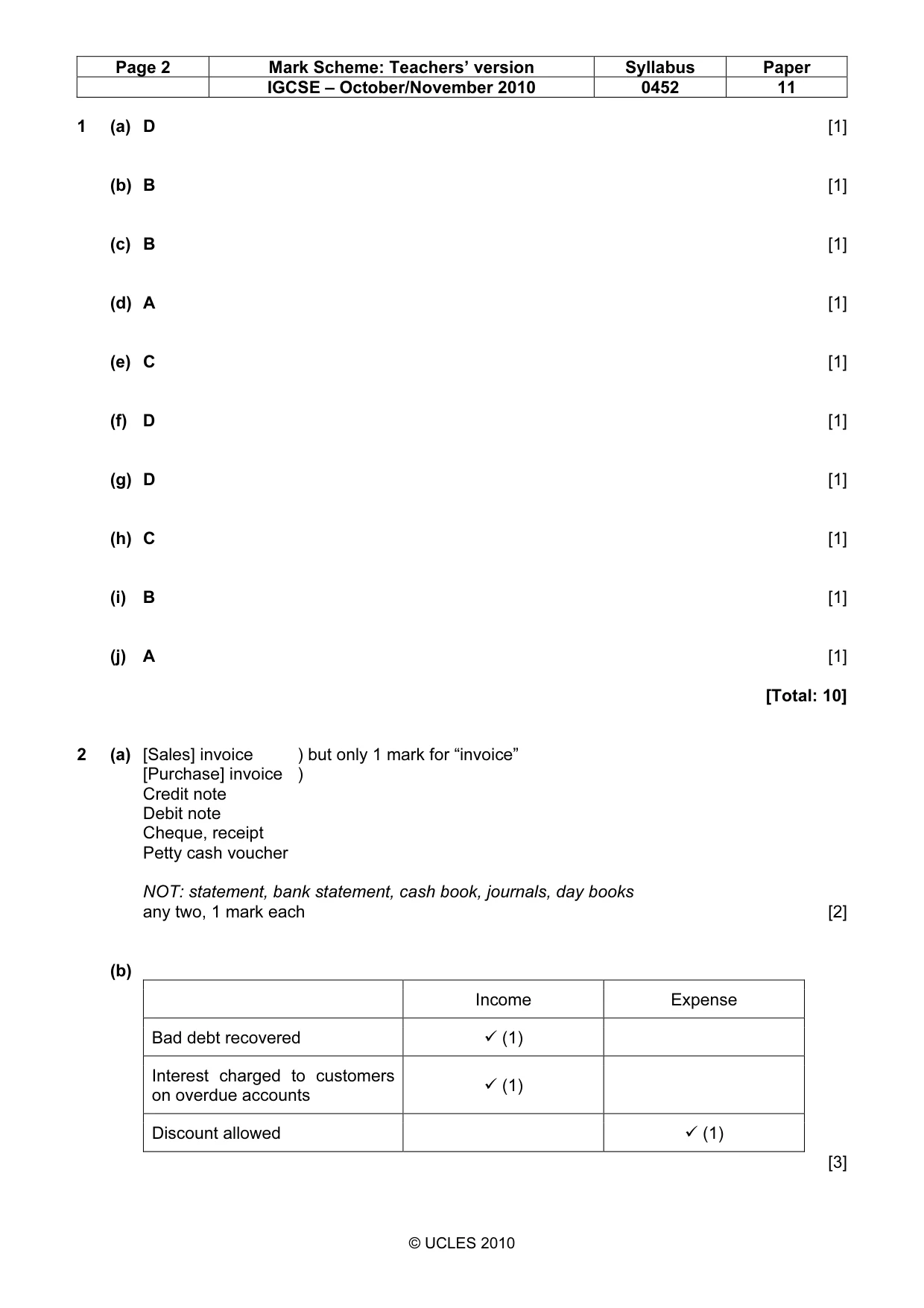 Mark scheme, page 2 of 8