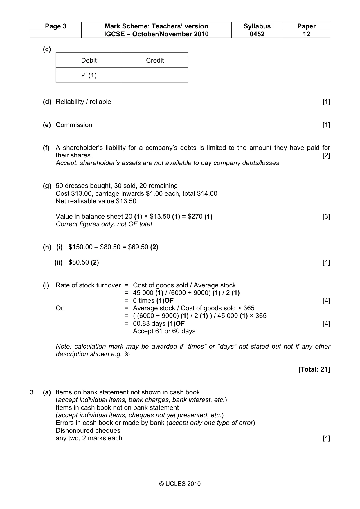 Mark scheme, page 3 of 8