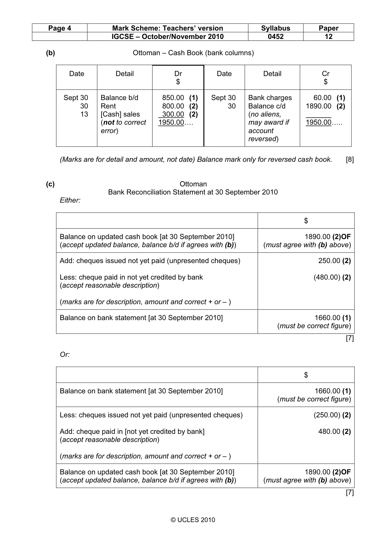 Mark scheme, page 4 of 8