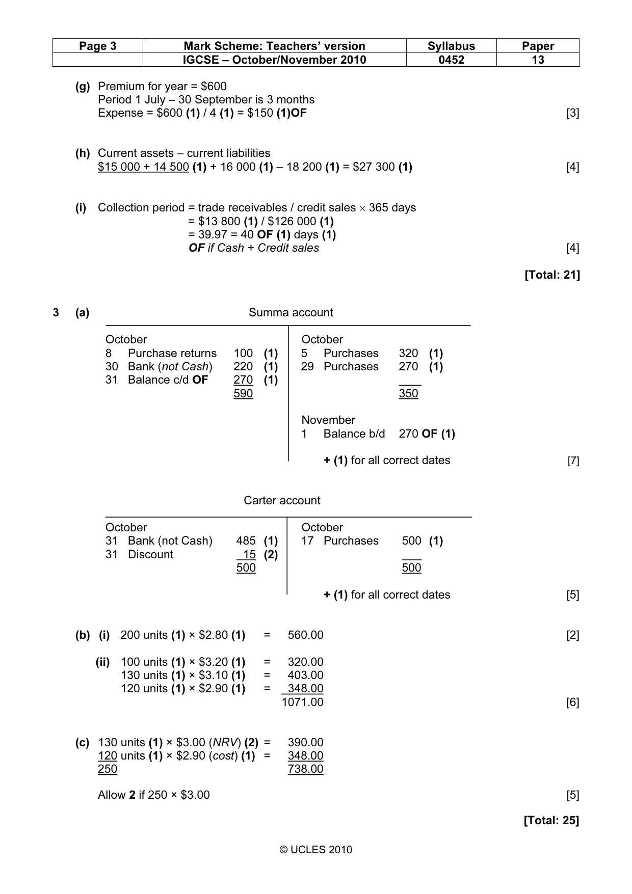 Mark scheme, page 3 of 6