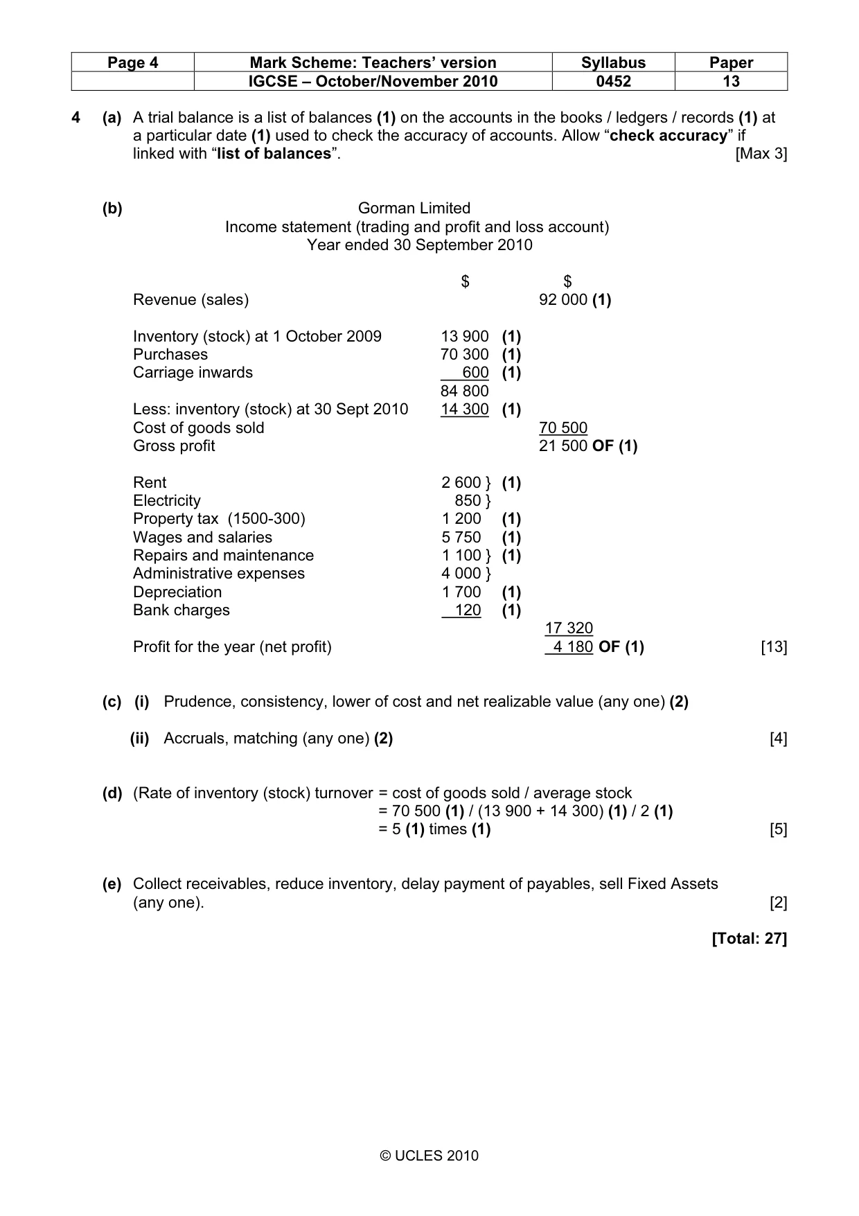 Mark scheme, page 4 of 6