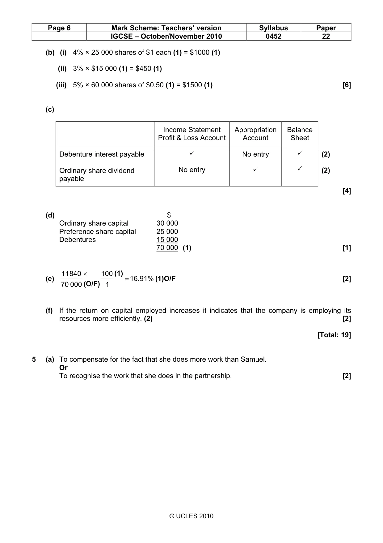 Mark scheme, page 6 of 9