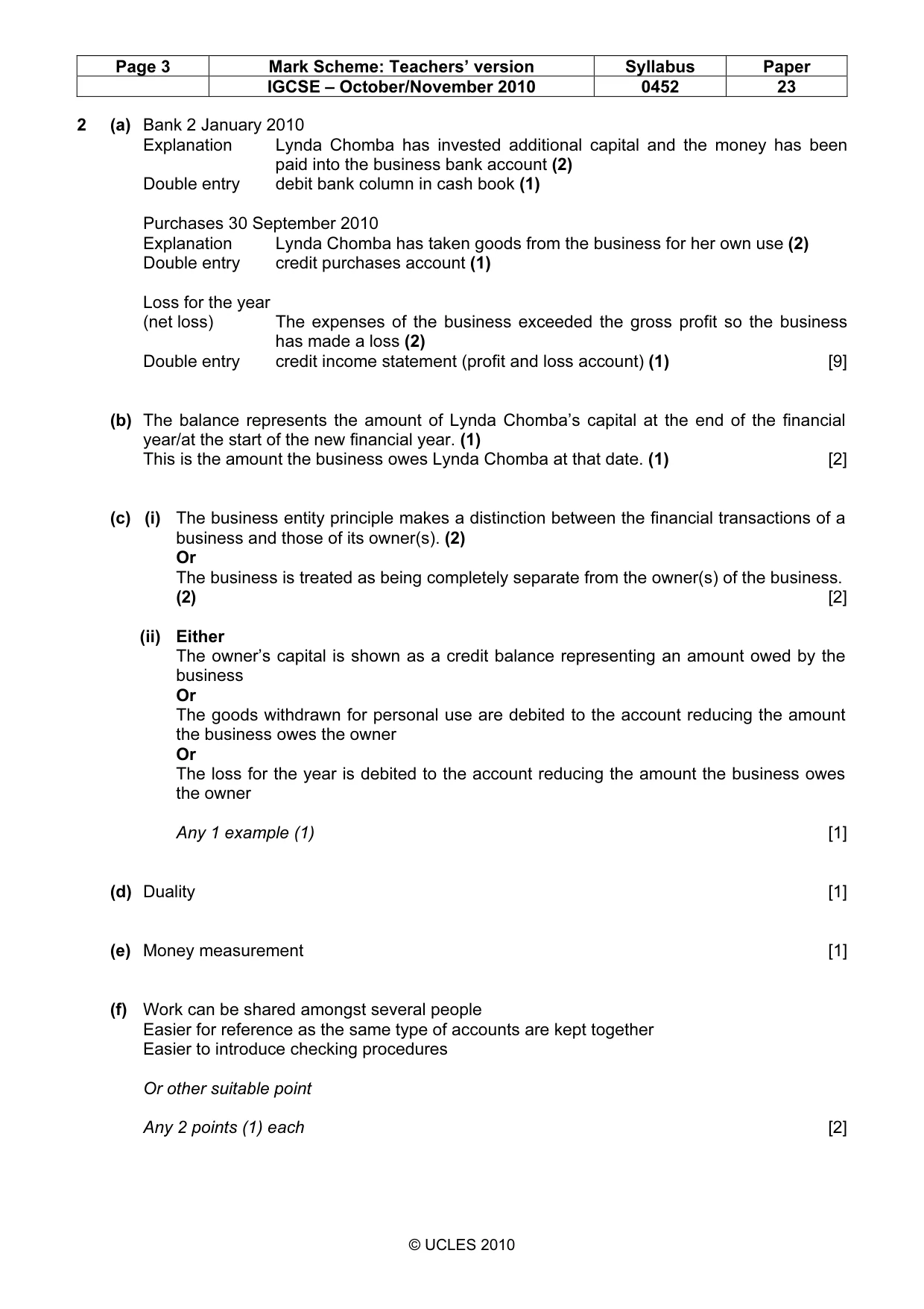 Mark scheme, page 3 of 9