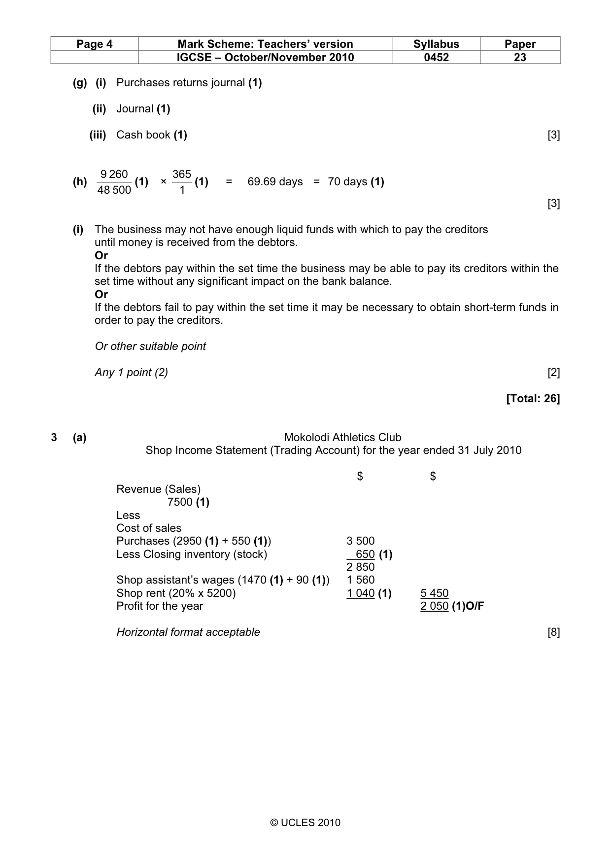 Mark scheme, page 4 of 9