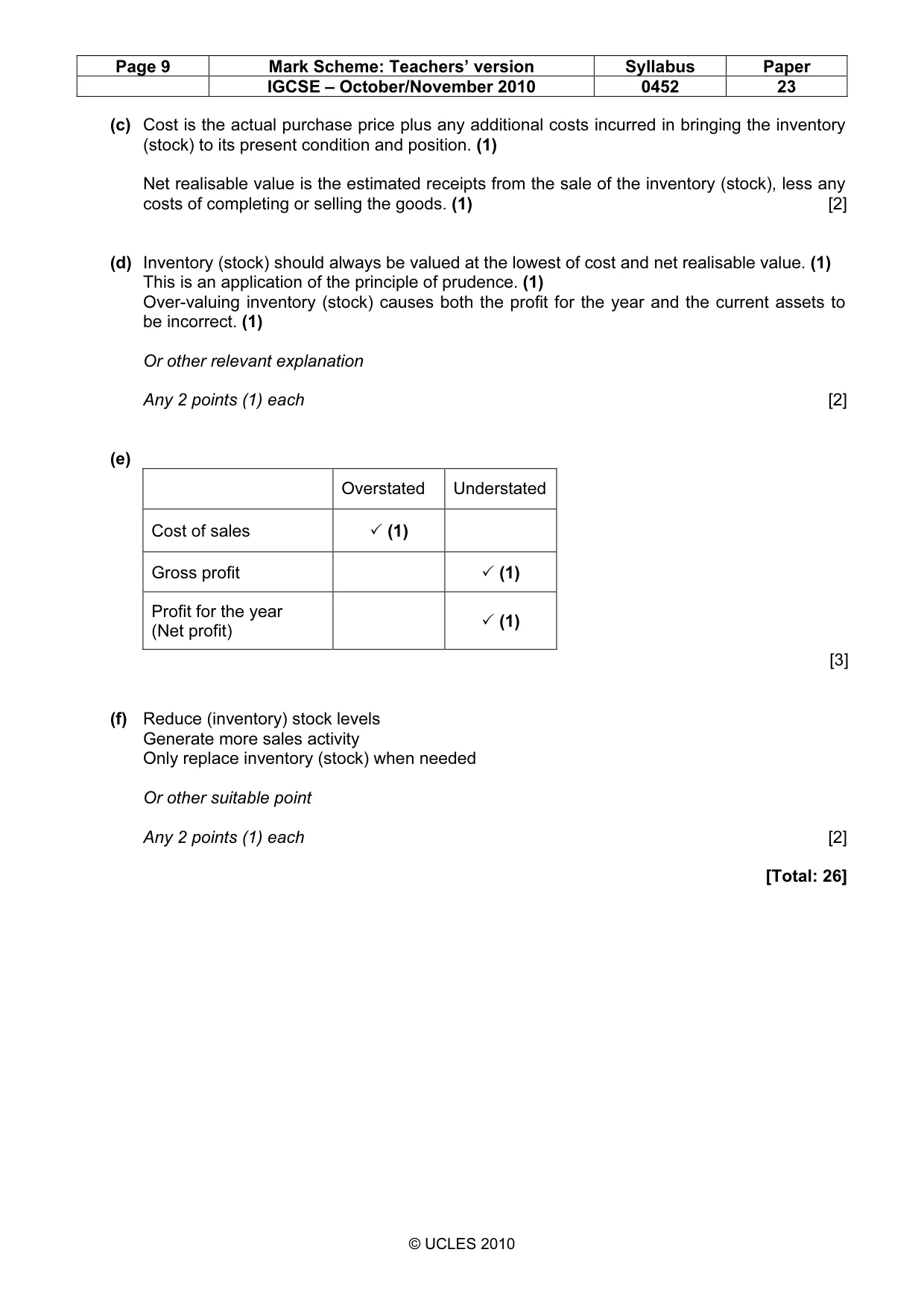 Mark scheme, page 9 of 9
