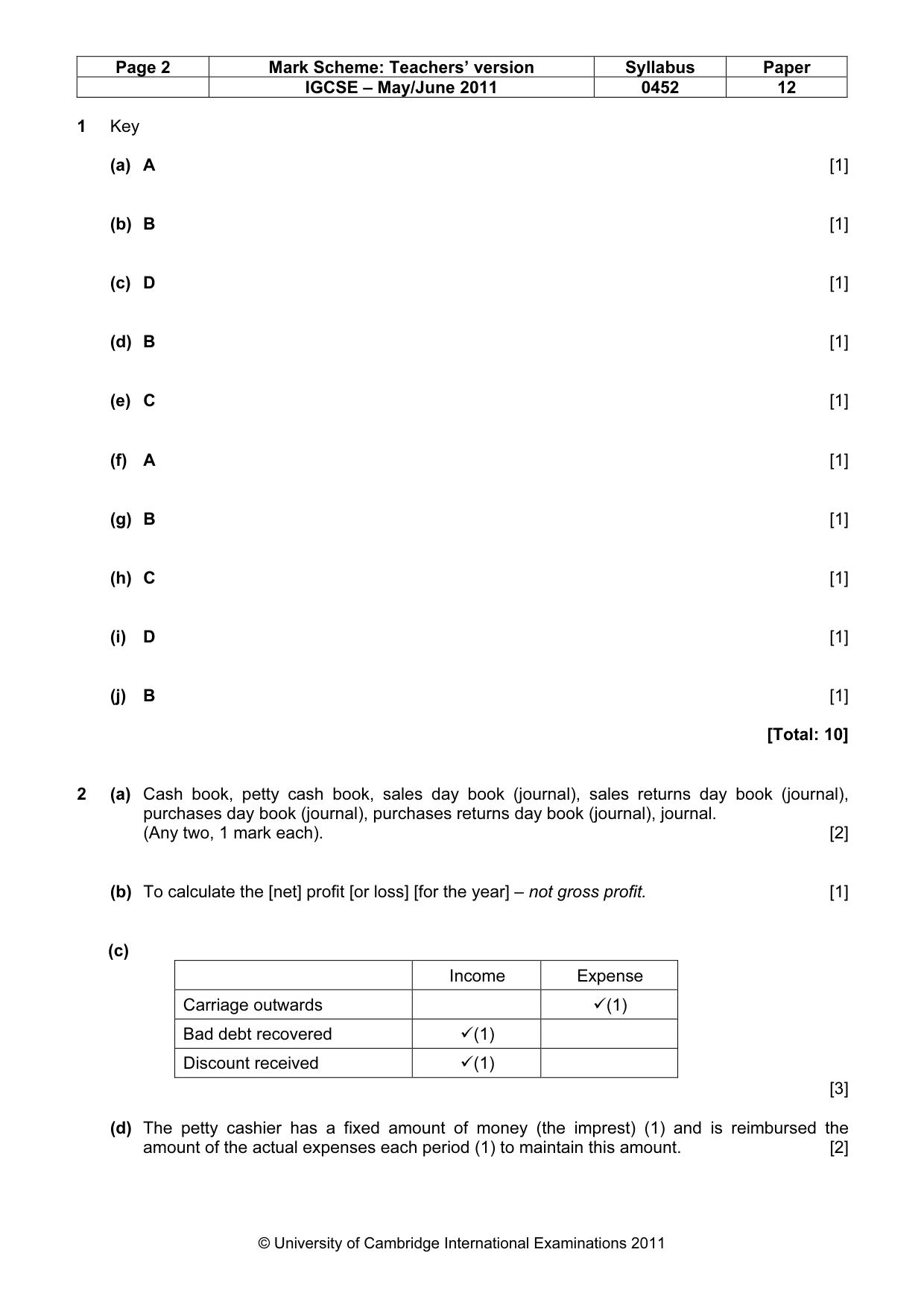 Mark scheme, page 2 of 8