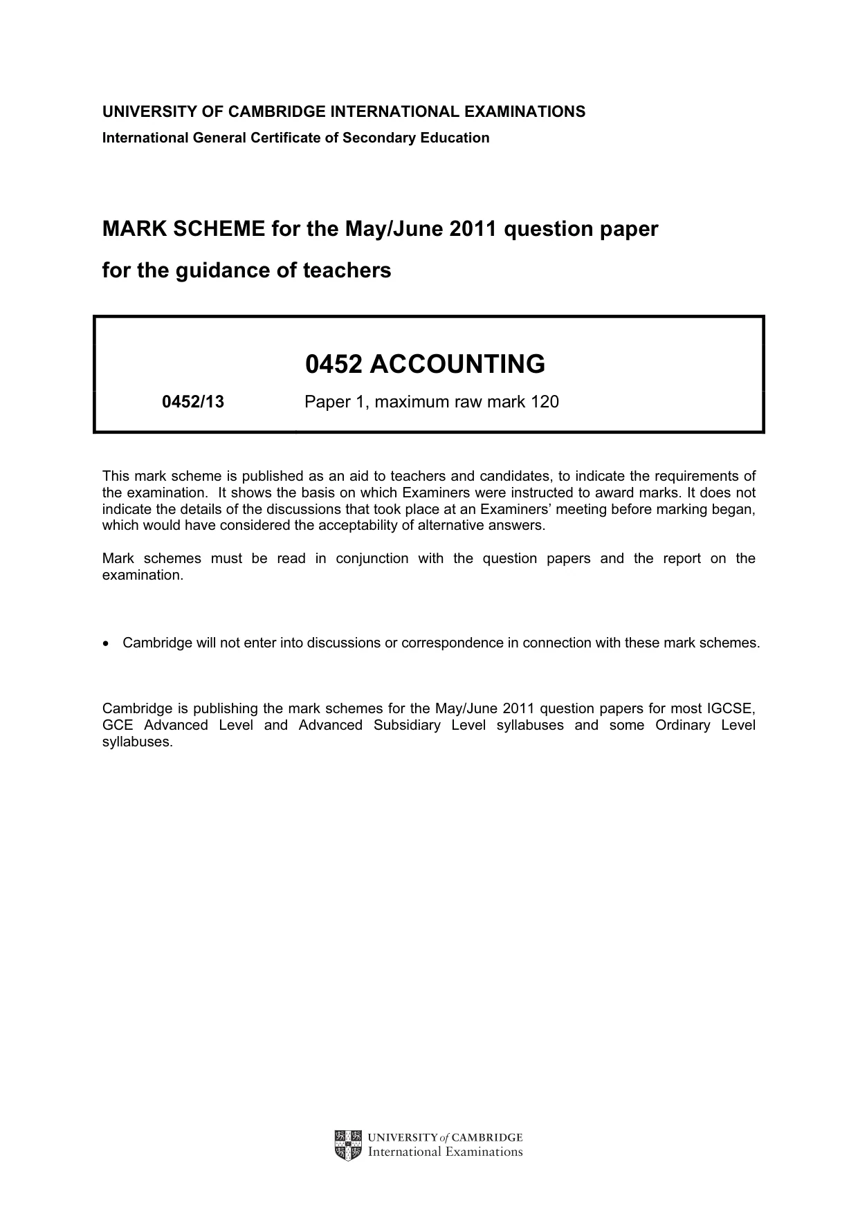 Mark scheme, page 1 of 8