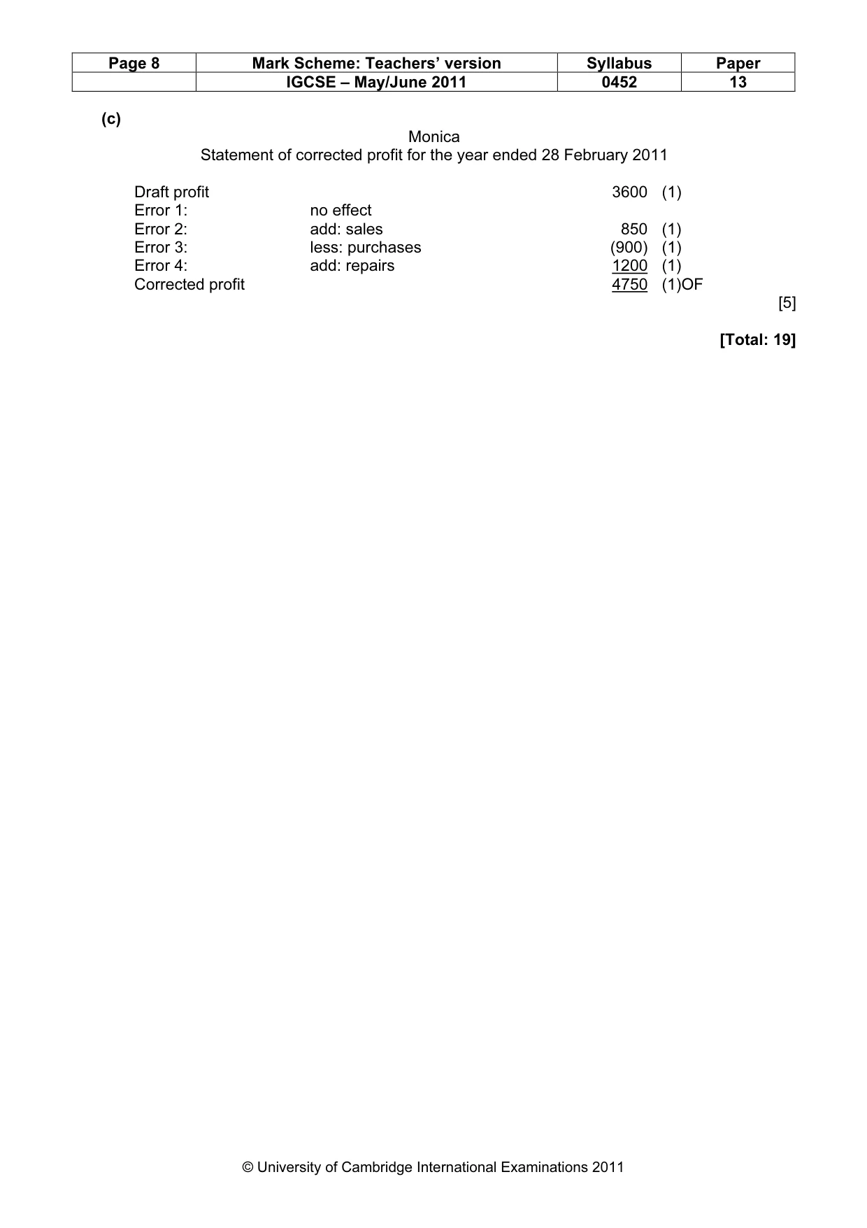 Mark scheme, page 8 of 8