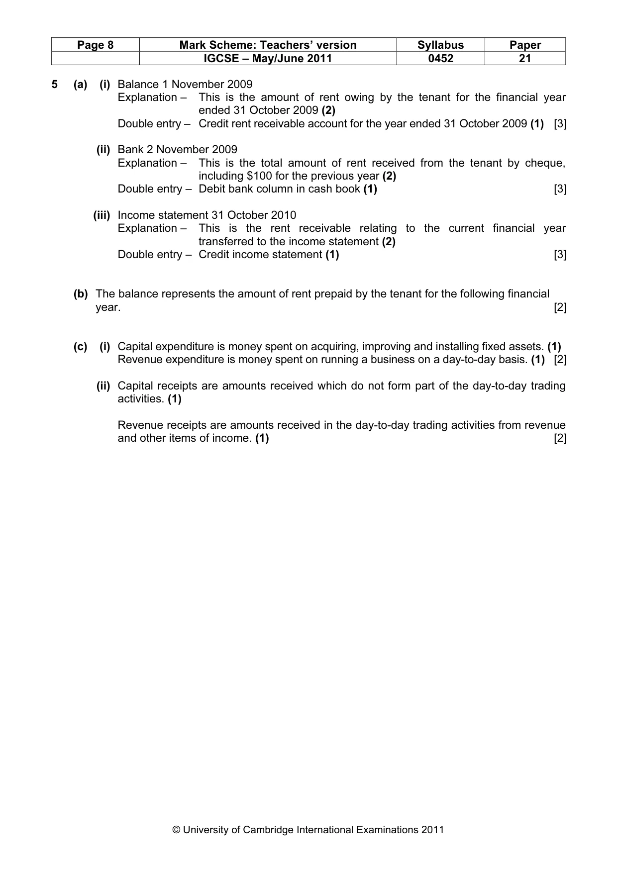 Mark scheme, page 8 of 10