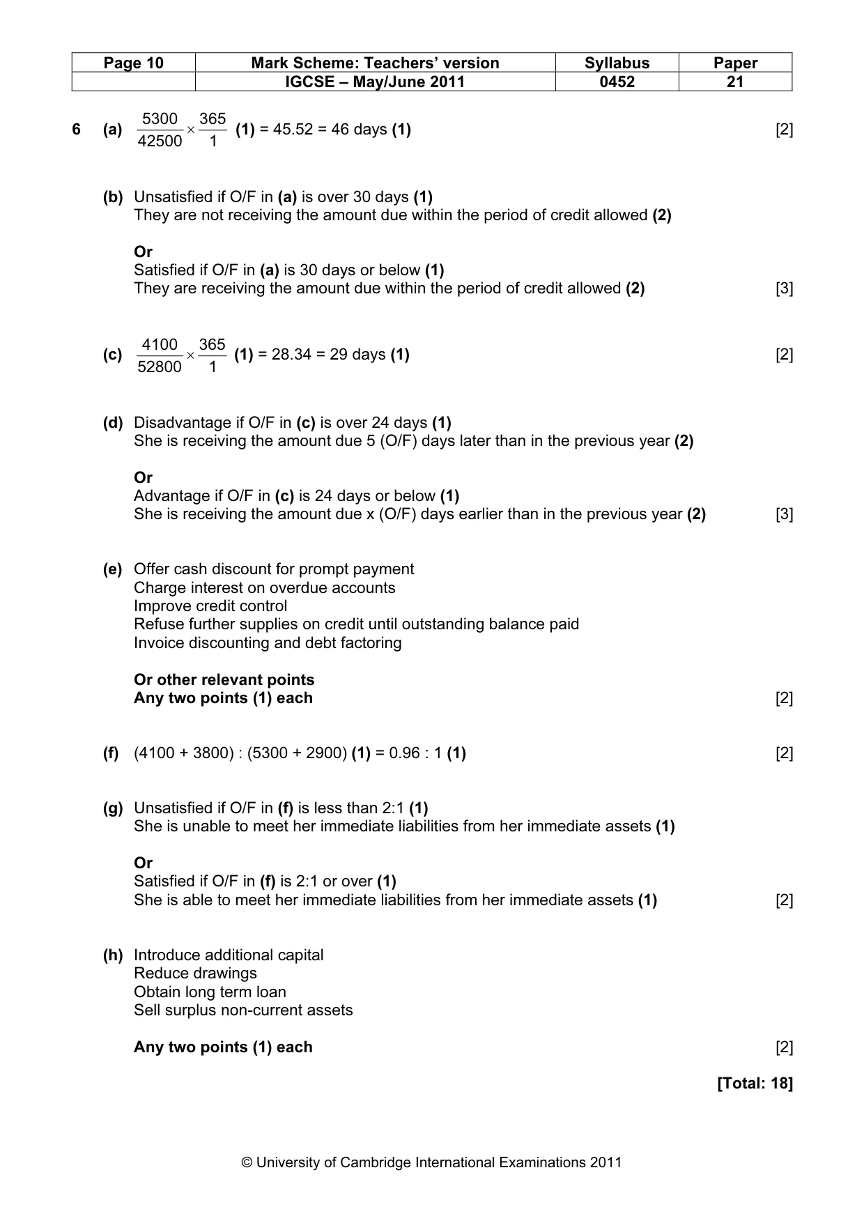 Mark scheme, page 10 of 10