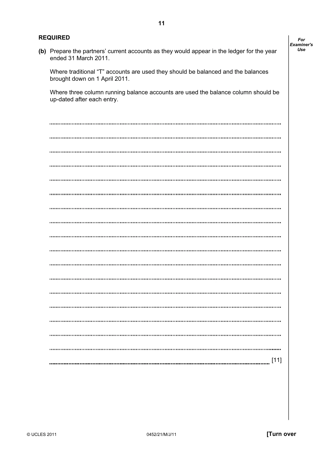 Cambridge IGCSE Accounting 0452 2011 May/June Paper 2 · Variant 1 question paper, page 11 of 24