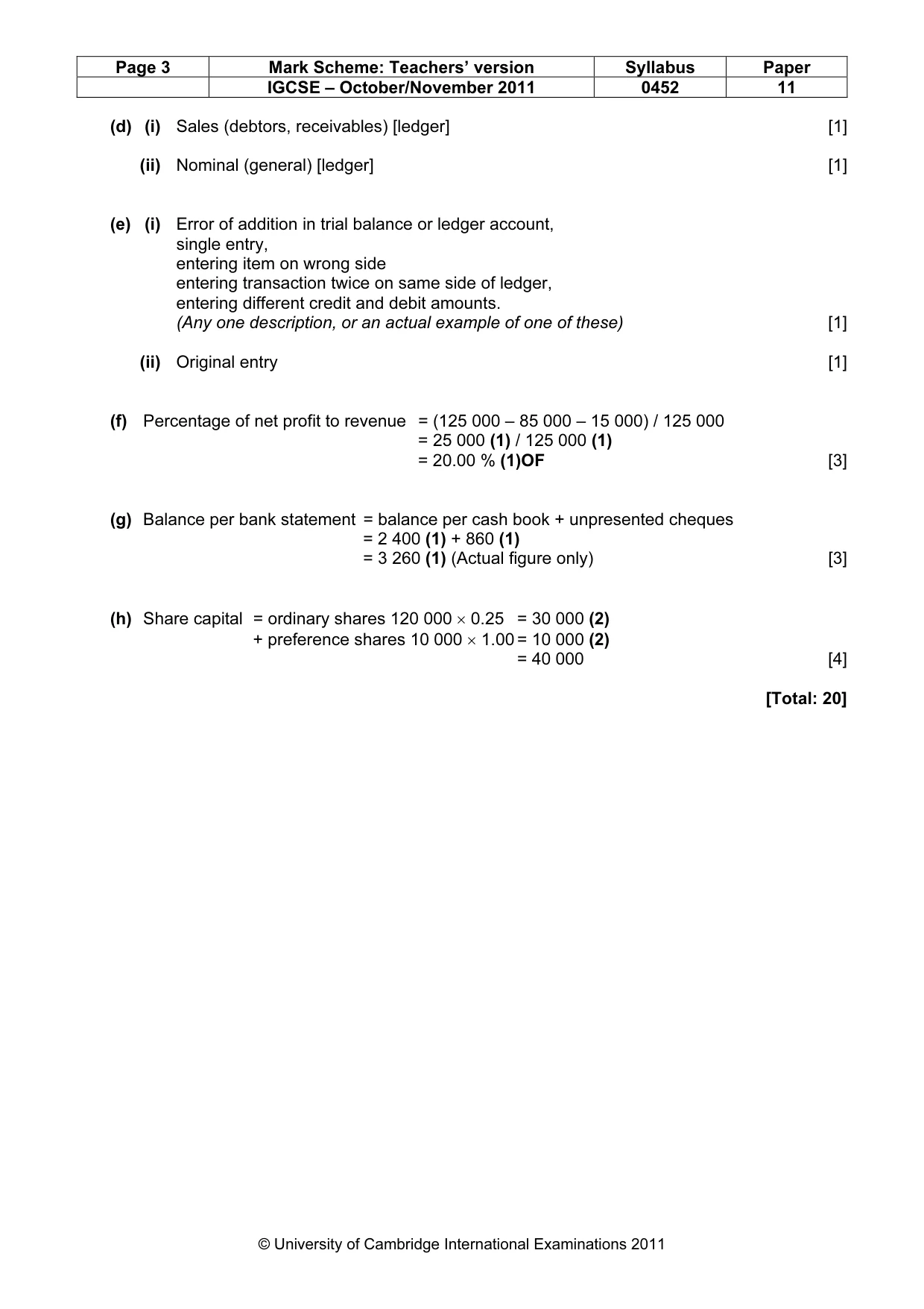 Mark scheme, page 3 of 8