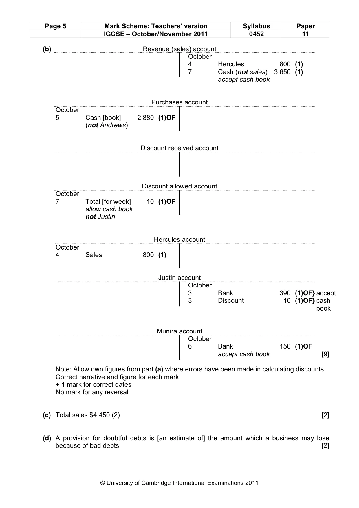 Mark scheme, page 5 of 8
