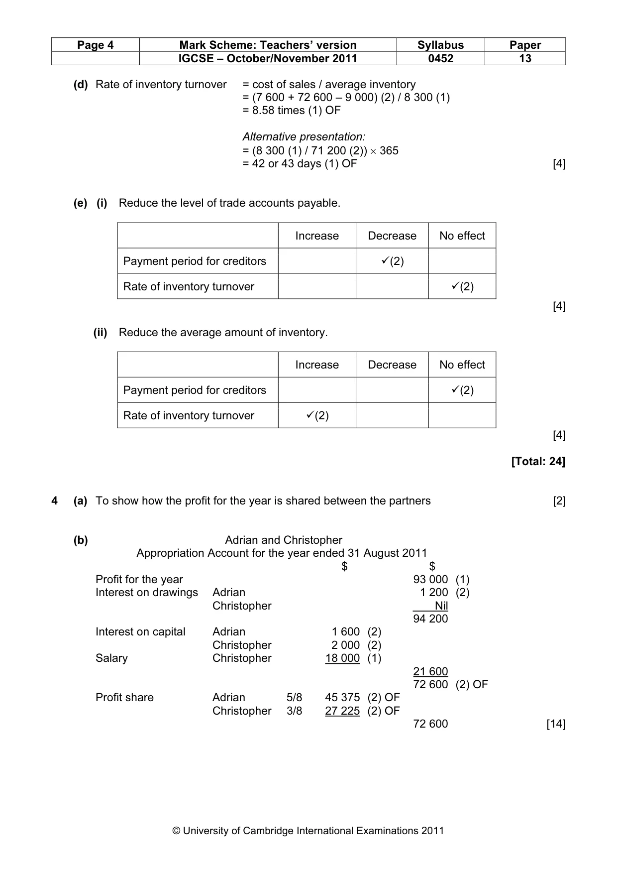Mark scheme, page 4 of 7