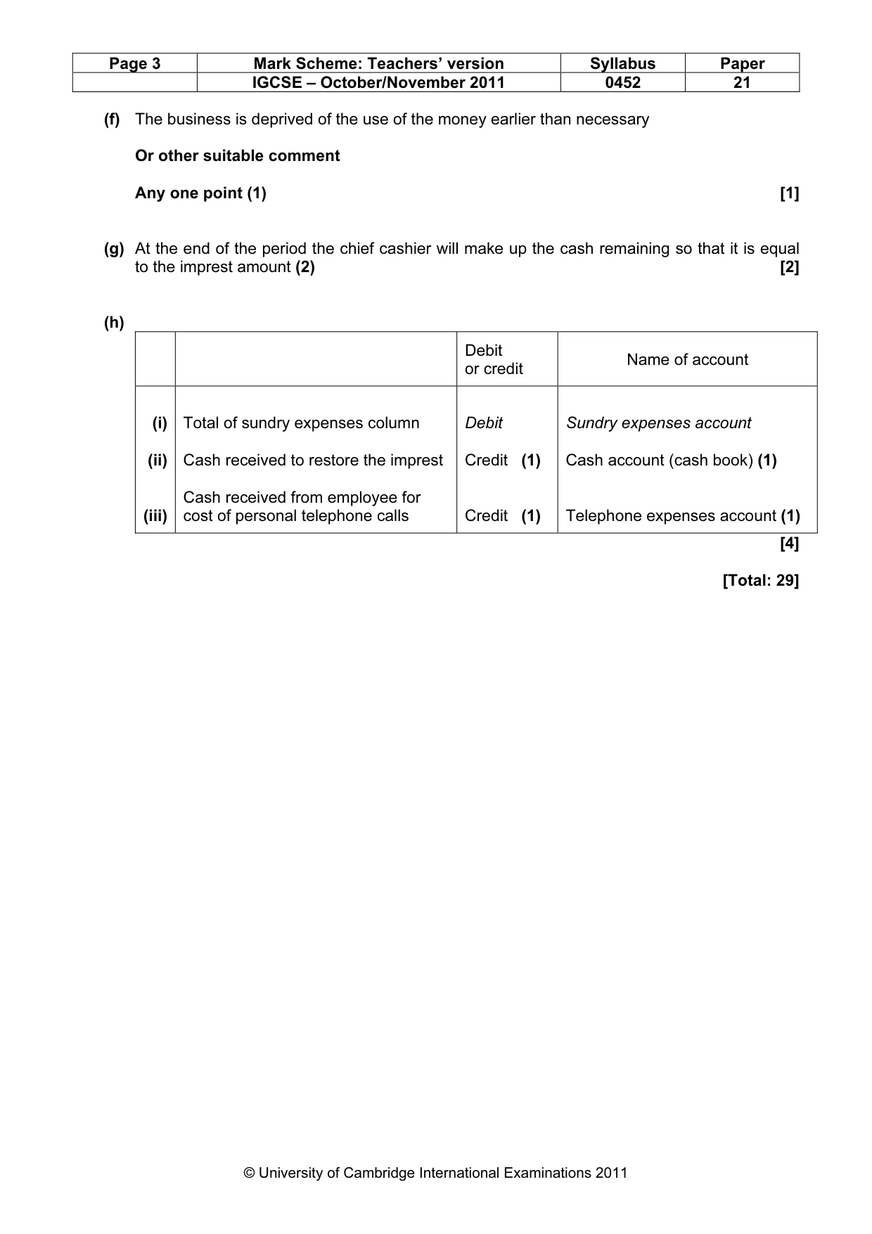 Mark scheme, page 3 of 9