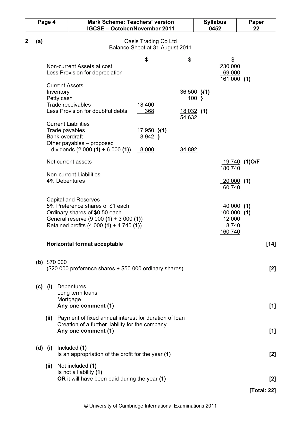 Mark scheme, page 4 of 9