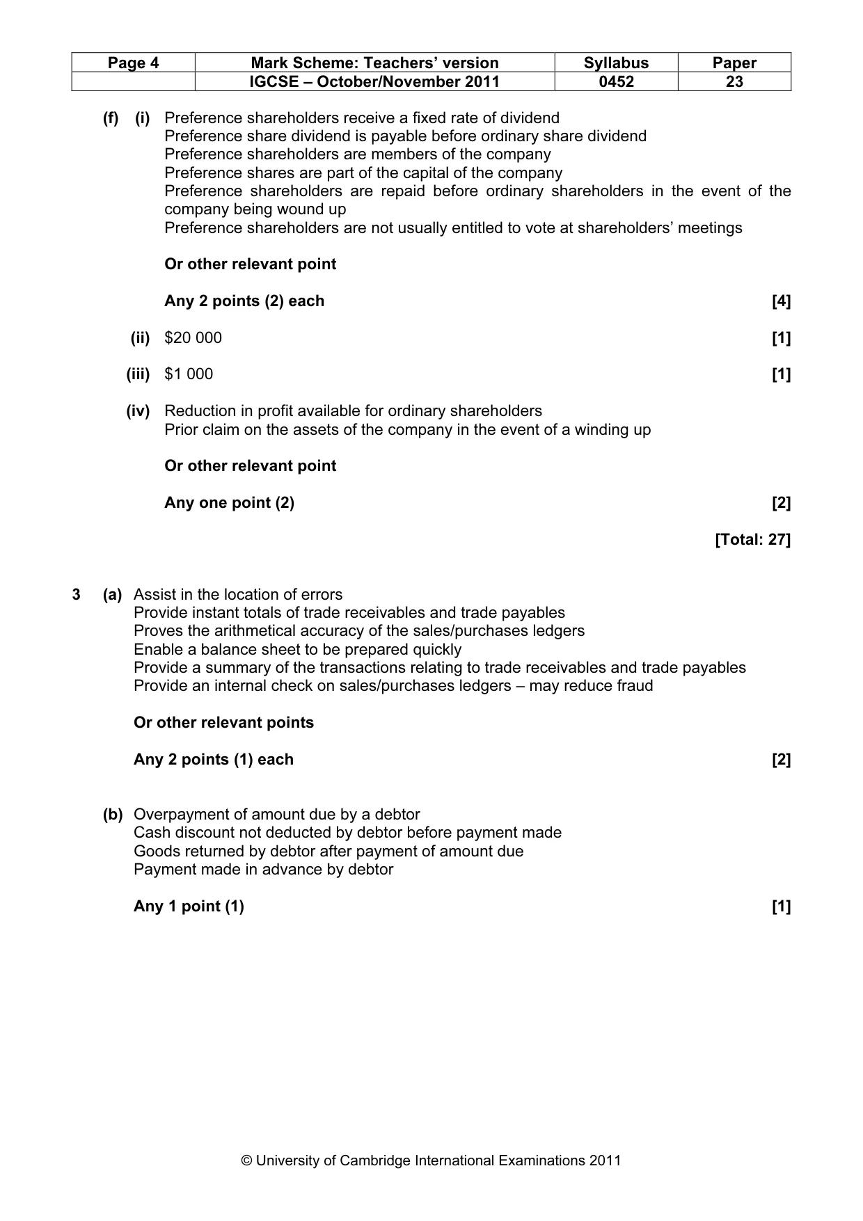 Mark scheme, page 4 of 9