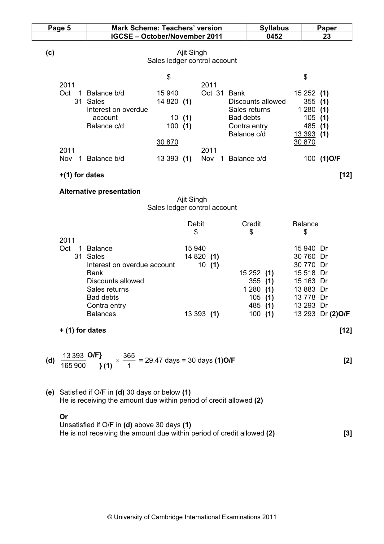 Mark scheme, page 5 of 9