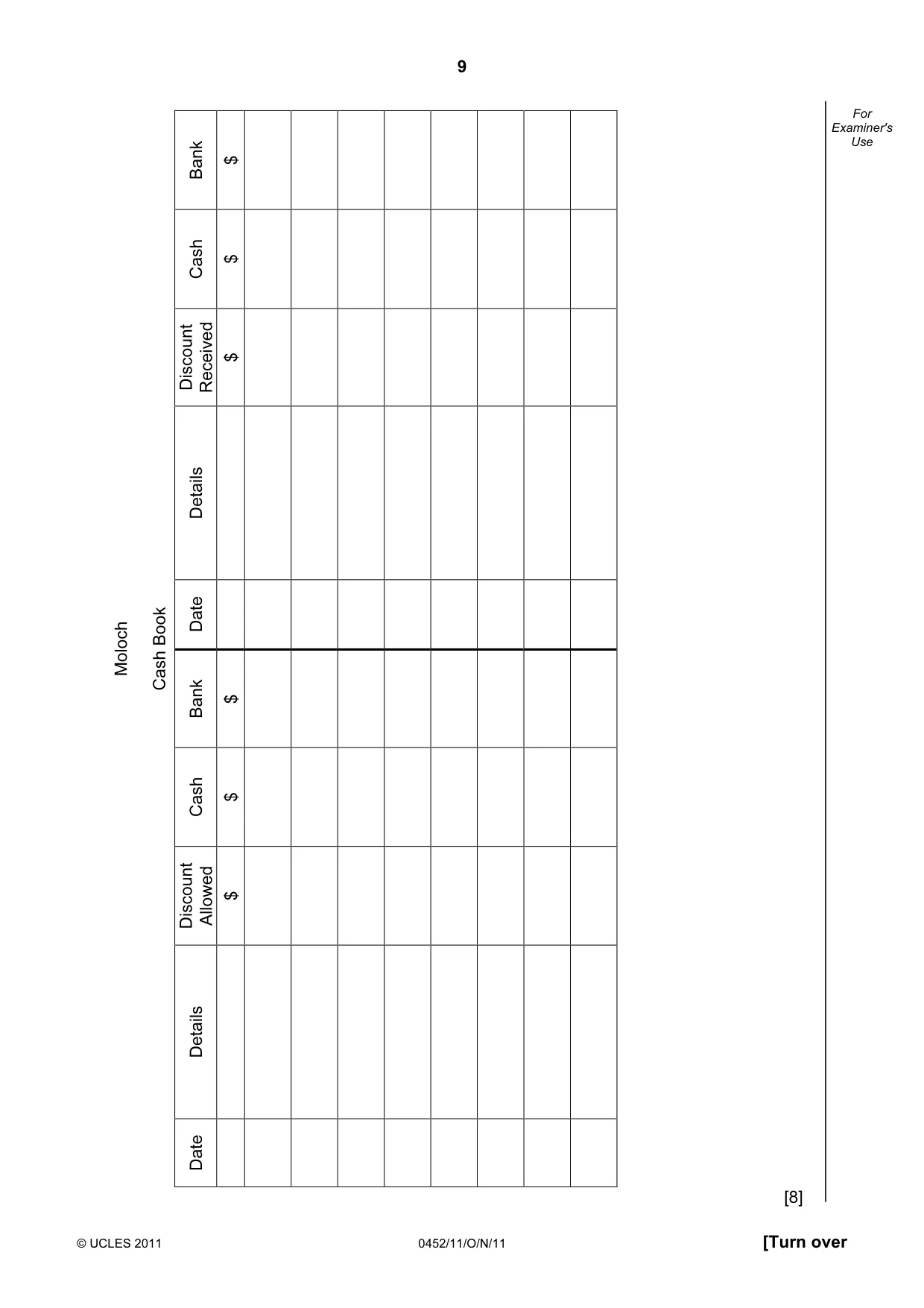 Cambridge IGCSE Accounting 0452 2011 Oct/Nov Paper 1 · Variant 1 question paper, page 9 of 20