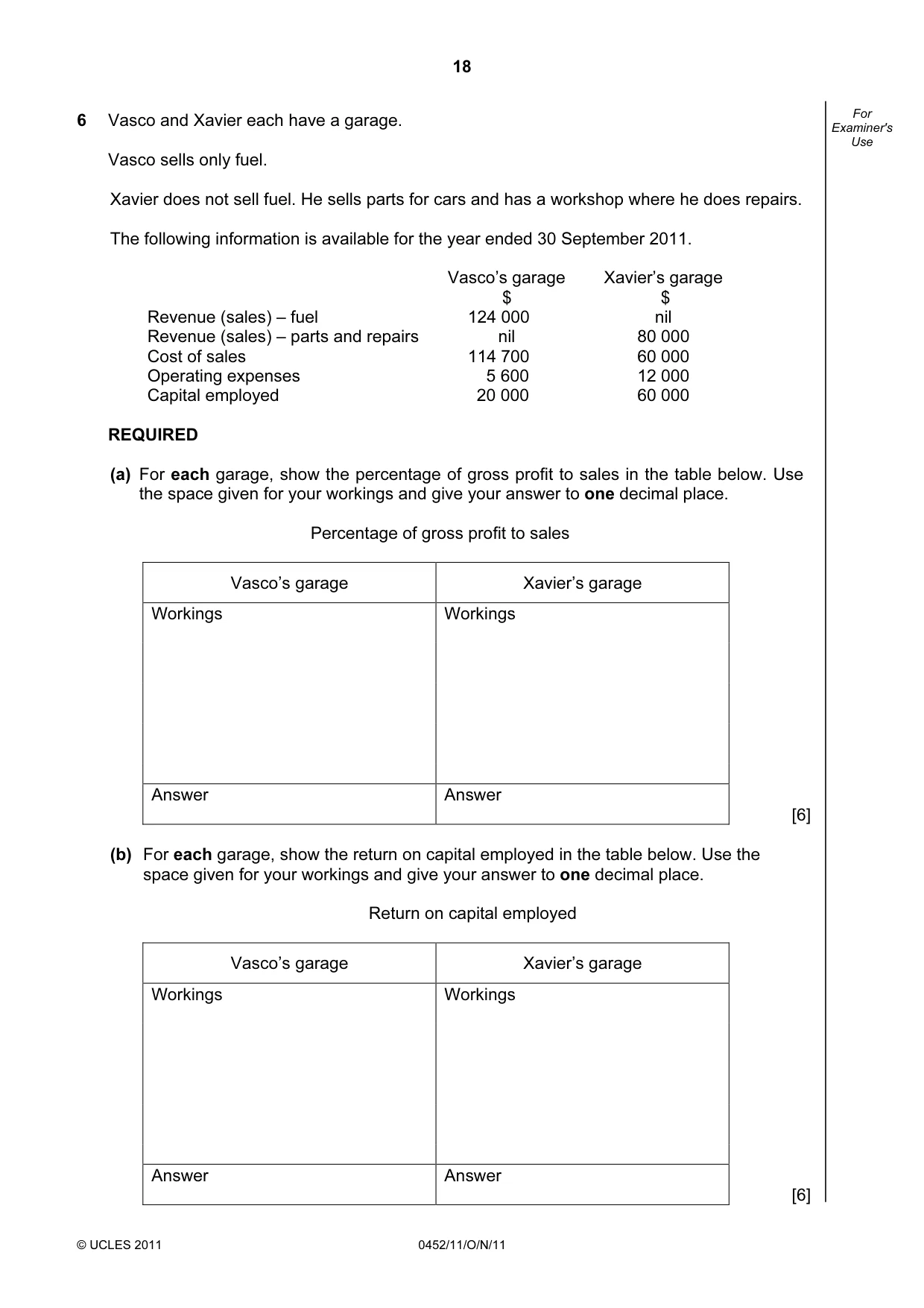 Cambridge IGCSE Accounting 0452 2011 Oct/Nov Paper 1 · Variant 1 question paper, page 18 of 20