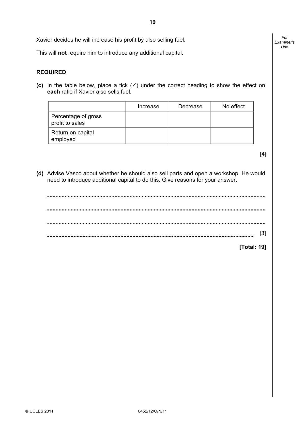 Cambridge IGCSE Accounting 0452 2011 Oct/Nov Paper 1 · Variant 2 question paper, page 19 of 20